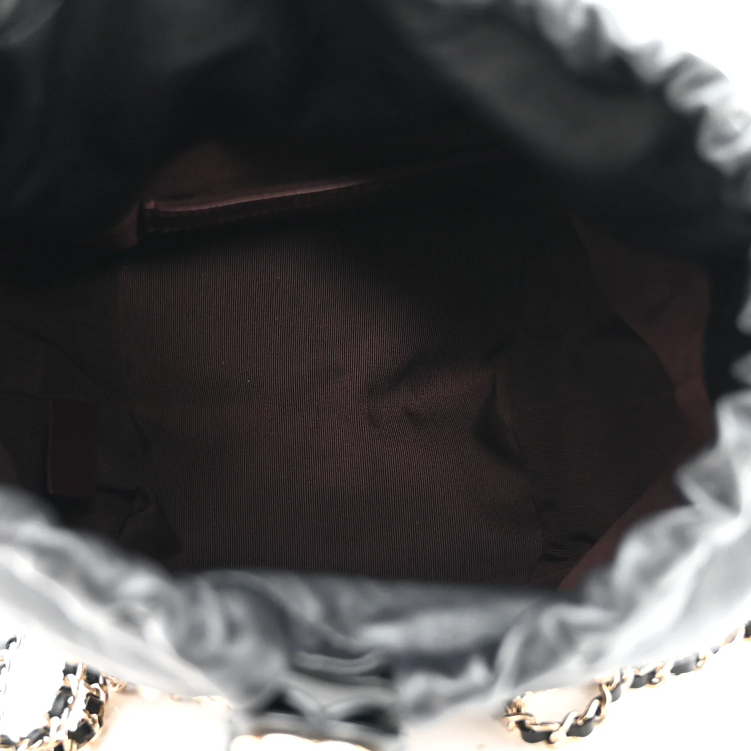 Lambskin Bucket Chain Drawstring Bag Black - Top Club