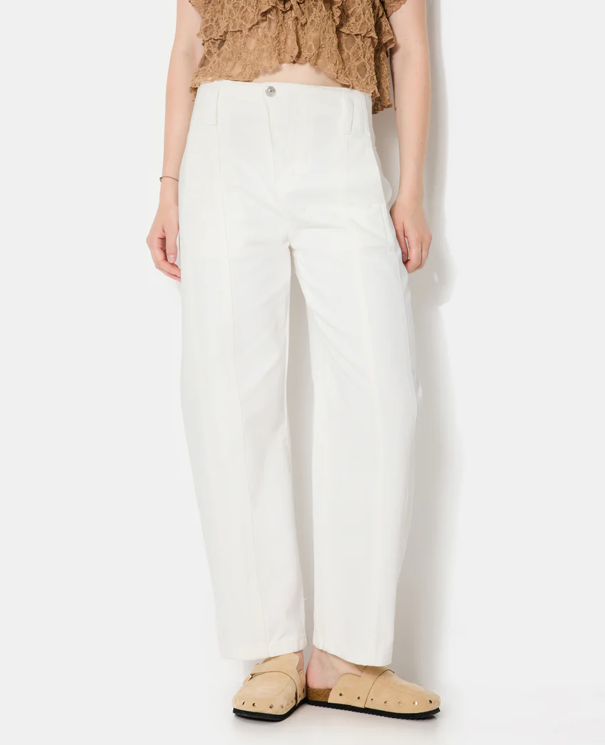 Pimkie Jean barrel avec jeux de couture et bouton décalé