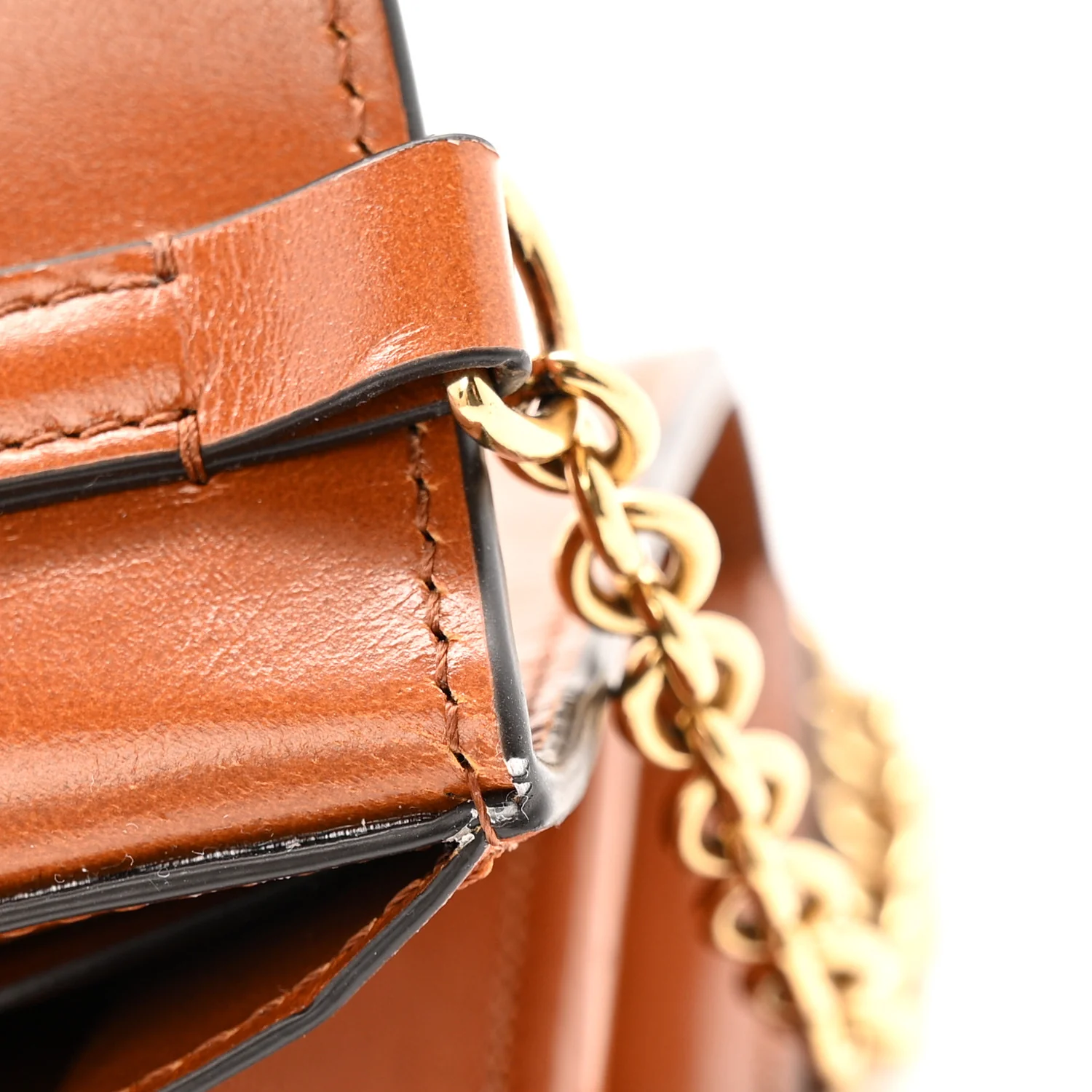 Calfskin Iconic Flap Wallet On Chain Clay Brown - Top Club