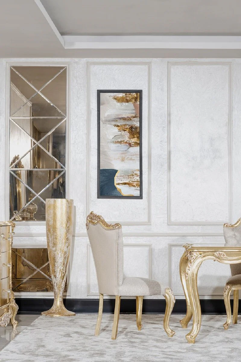 Luxury Baroque Dining Room Chair Set of 6 Gray / Gold - Magnificent Baroque Style Kitchen Chairs - Luxury Dining Room Furniture in Baroque Style - Baroque Dining Room Furniture - Baroque Style Furniture