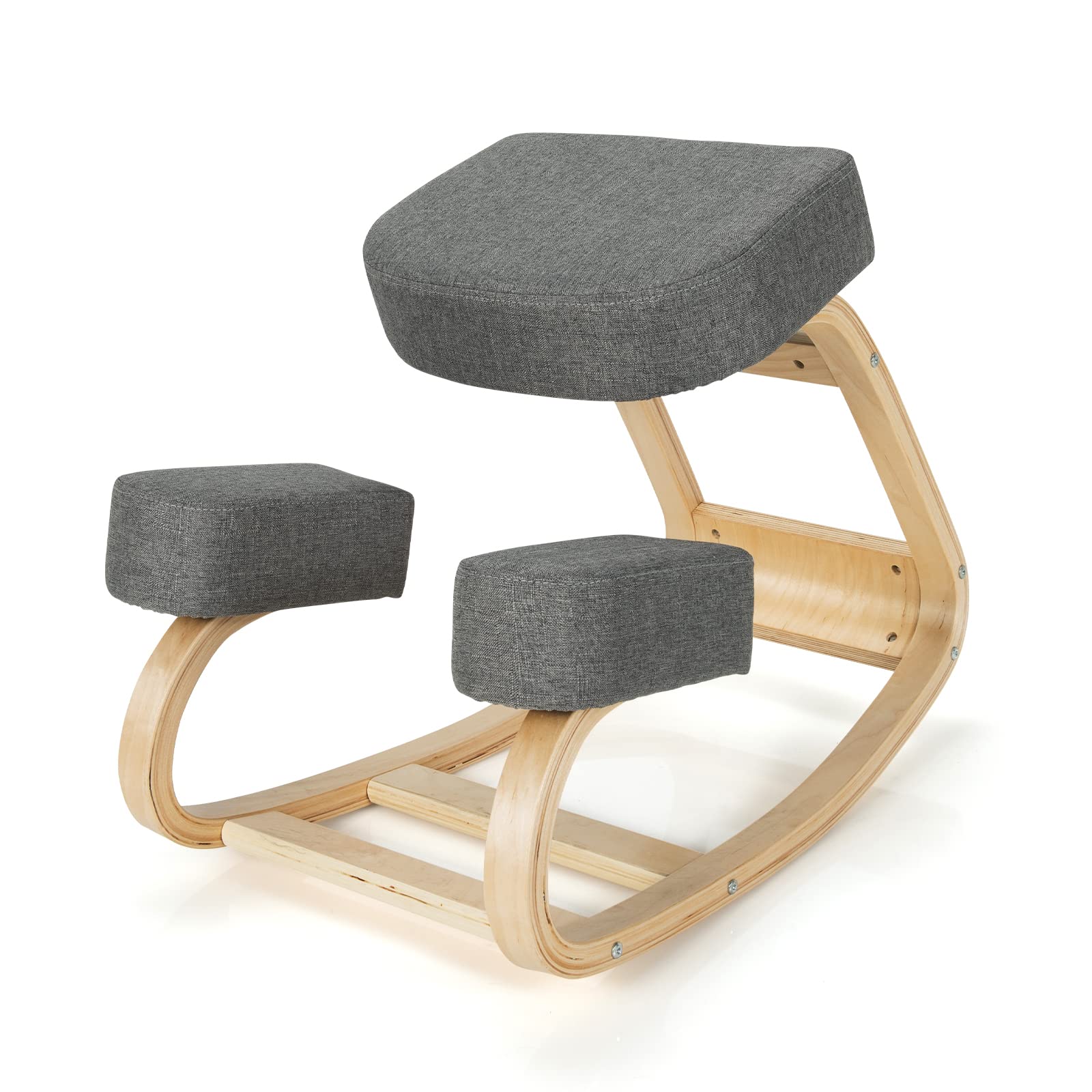 BEFOUNDLOVELY Kneeling Chair, Wood Posture Chair, Max Load 330 Lbs, Rocking Knee Chair with Soft Cushion