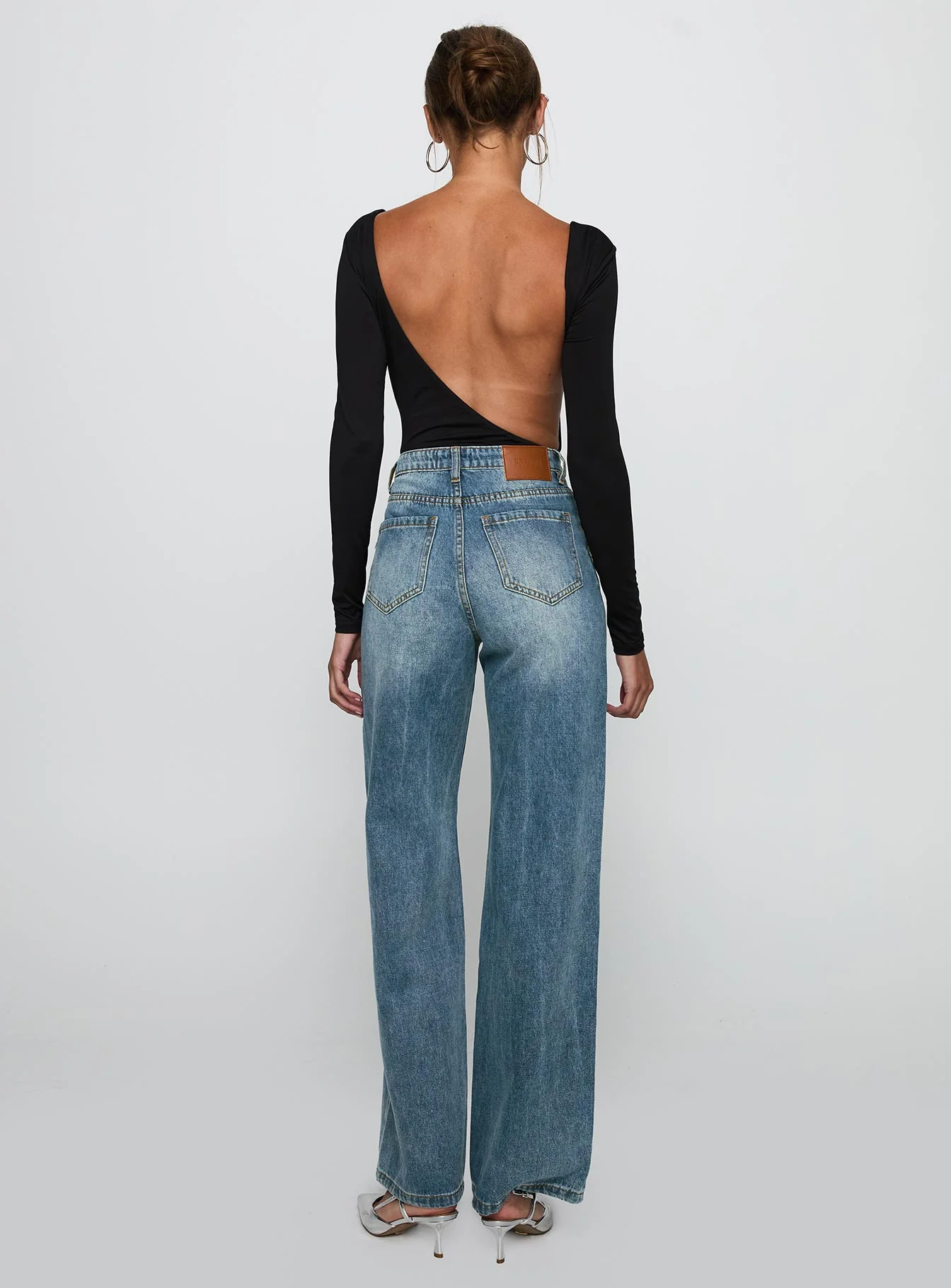 Sacramento High Rise Straight Leg Jeans Mid Blue Denim