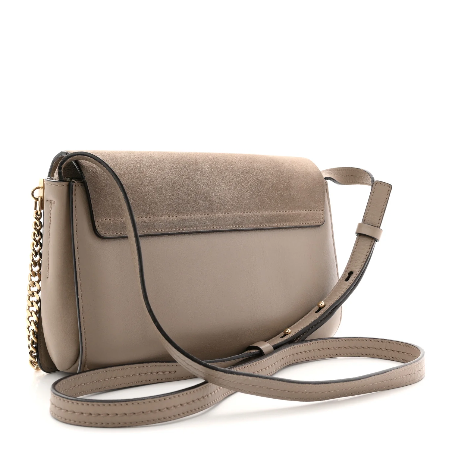 Suede Calfskin Small Faye Shoulder Bag Motty Grey - Top Club