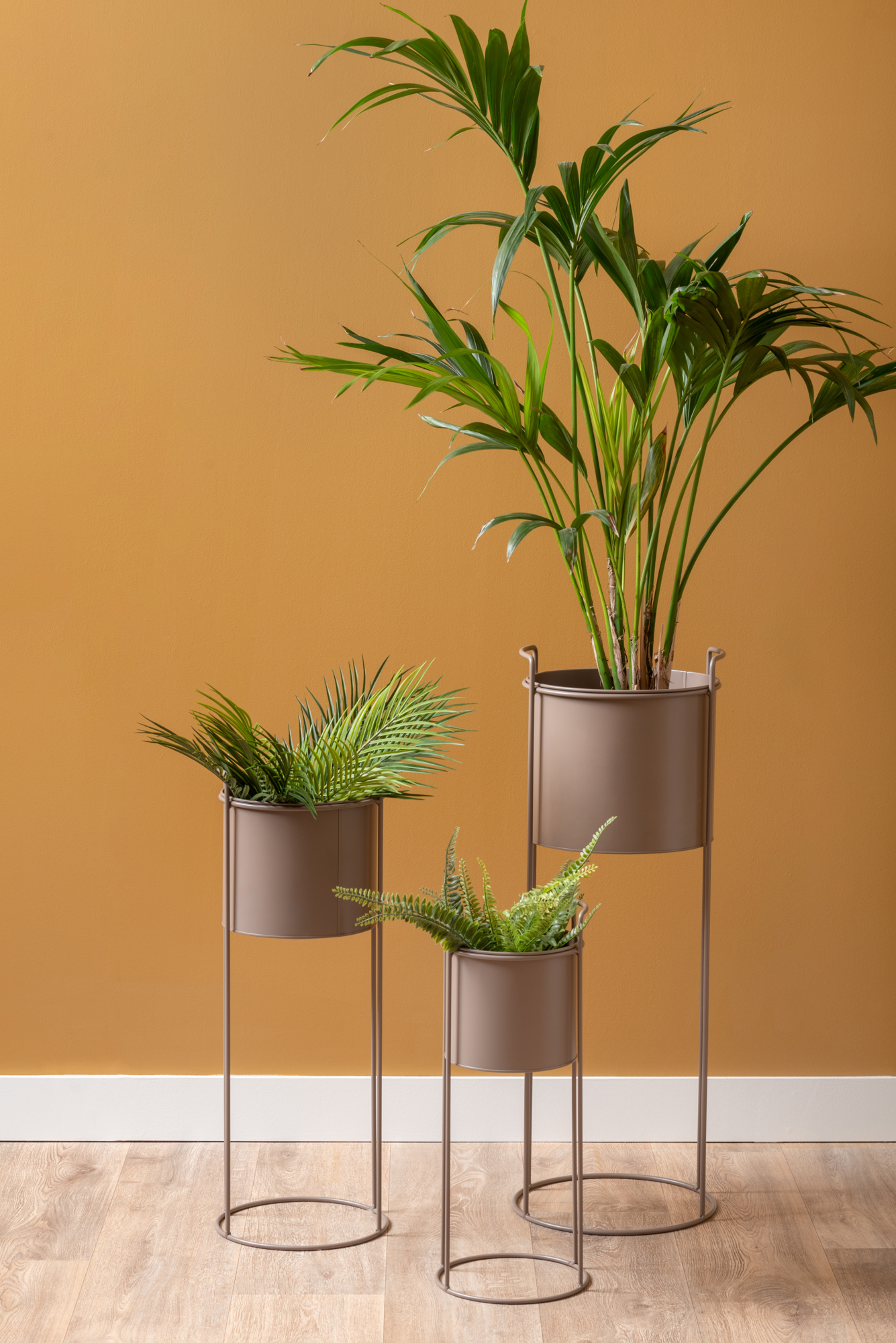 Plant pot set Essence round iron moss green