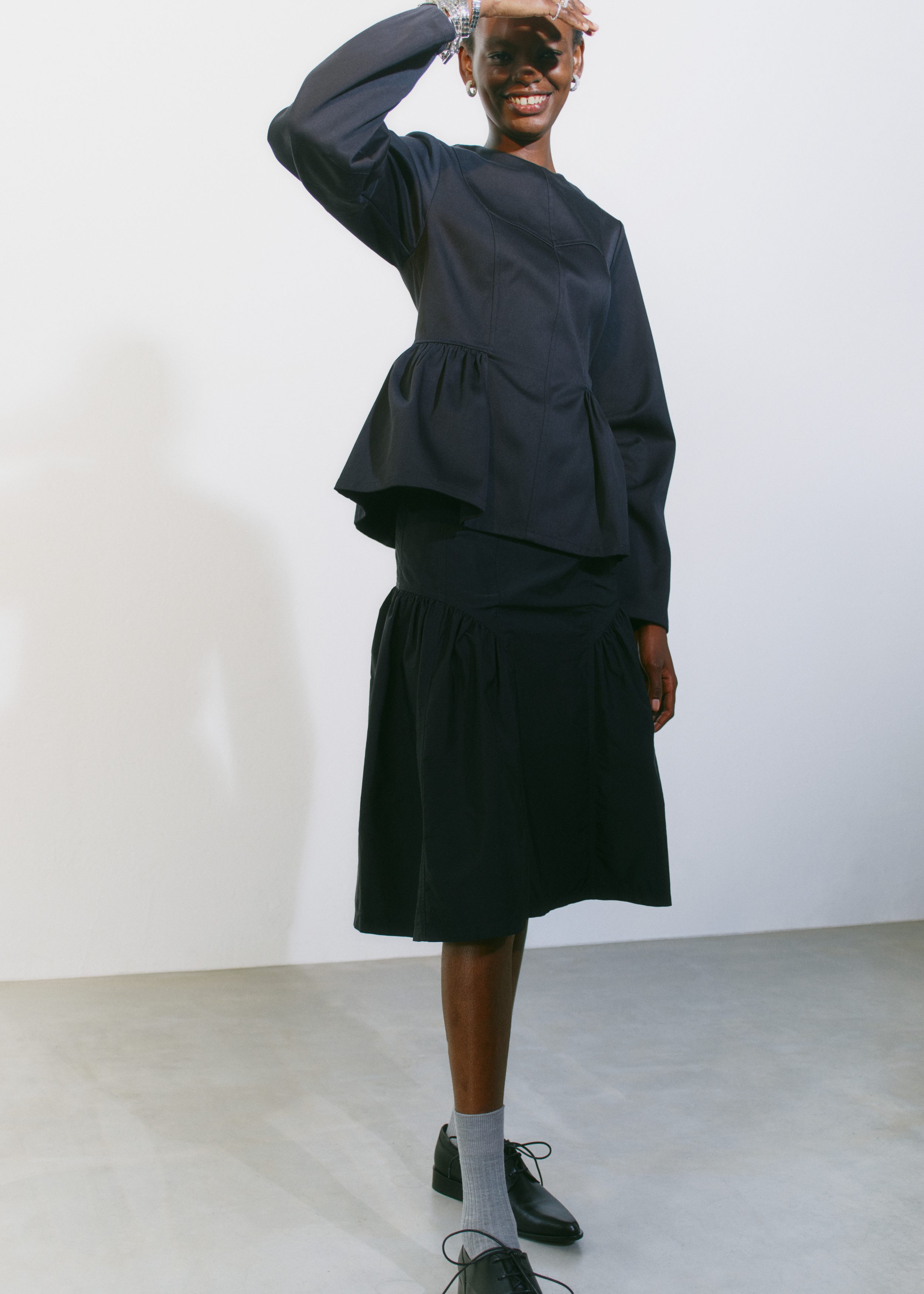 & Other Stories COTTON PEPLUM TOP