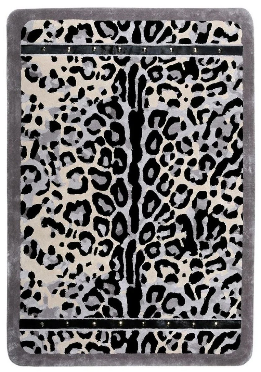 Luxury carpet with leopard design gray / cream / black 160 x 230 cm - Rectangular living room carpet - Modern bedroom carpet - Luxury interior - Luxury quality