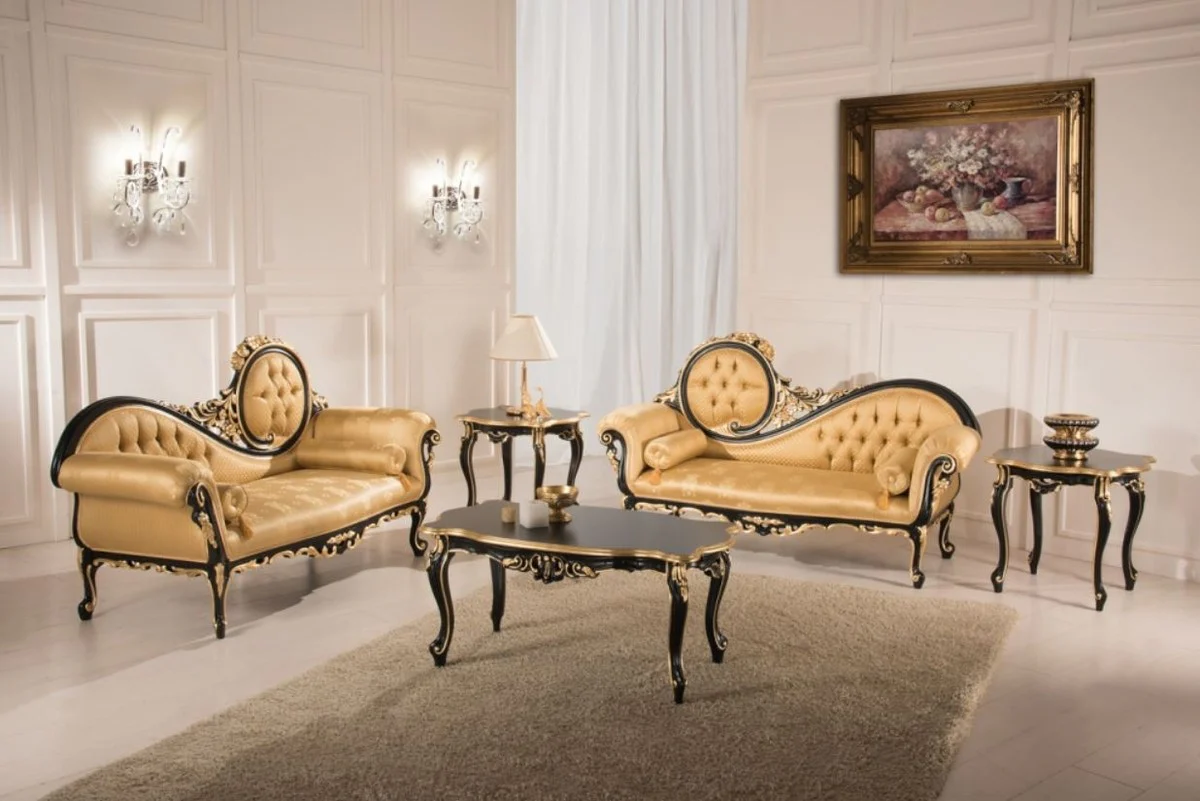 Luxury baroque coffee table black / gold 103 x 62 x H. 49 cm - Elegant living room table in baroque style - Baroque living room furniture