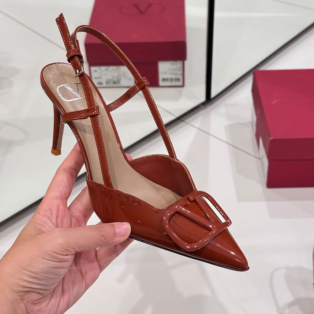 VALENTINO VLOGO SIGNATURE patent leather lace-up high heels (heel height 8 cm) - Top Club