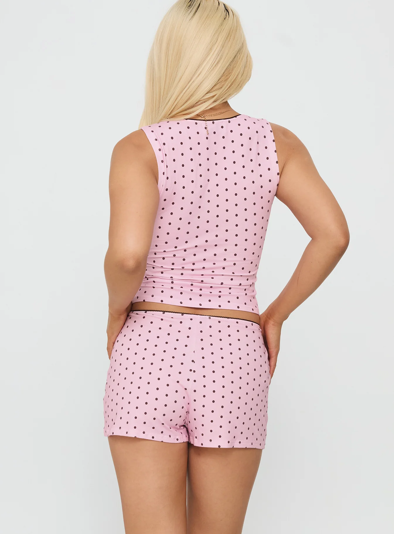 Dream State Square Neck Sleep Set Pink Polka