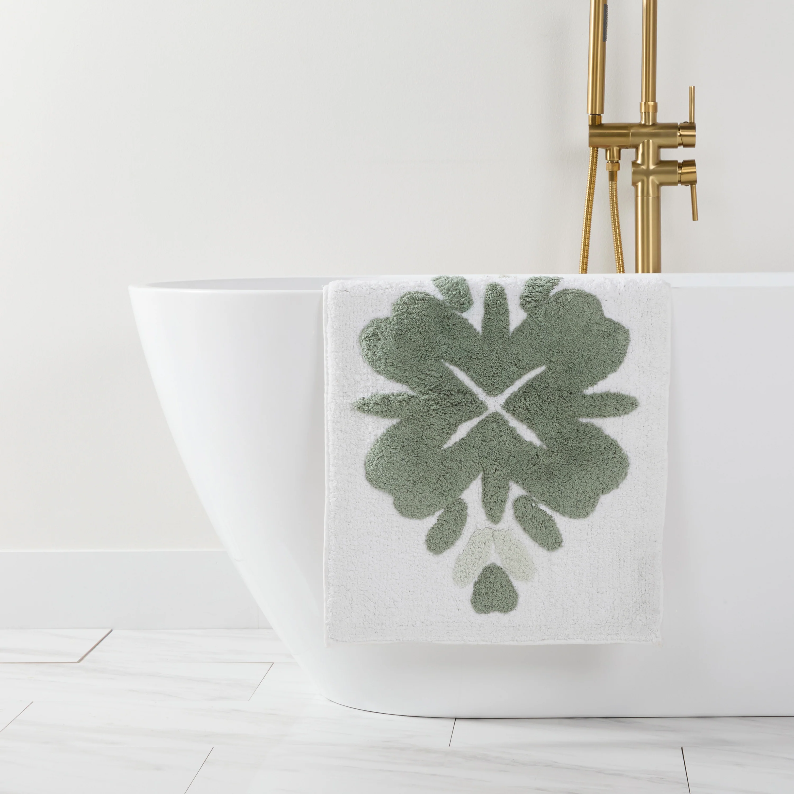 100% Cotton Flowers Patterned Bath Mat