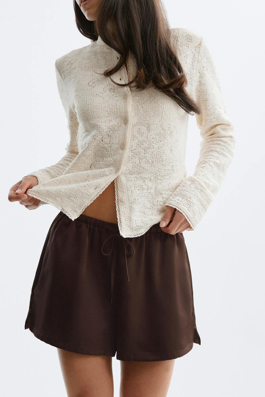 Gina Tricot satin drawstring shorts