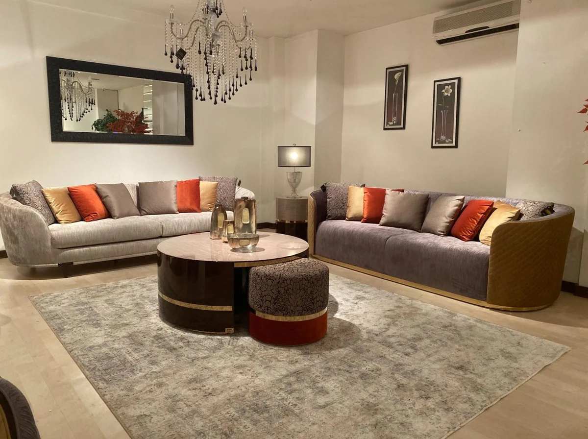 Luxury sofa silver / dark brown - luxury living room sofa - luxury hotel sofa - luxury quality