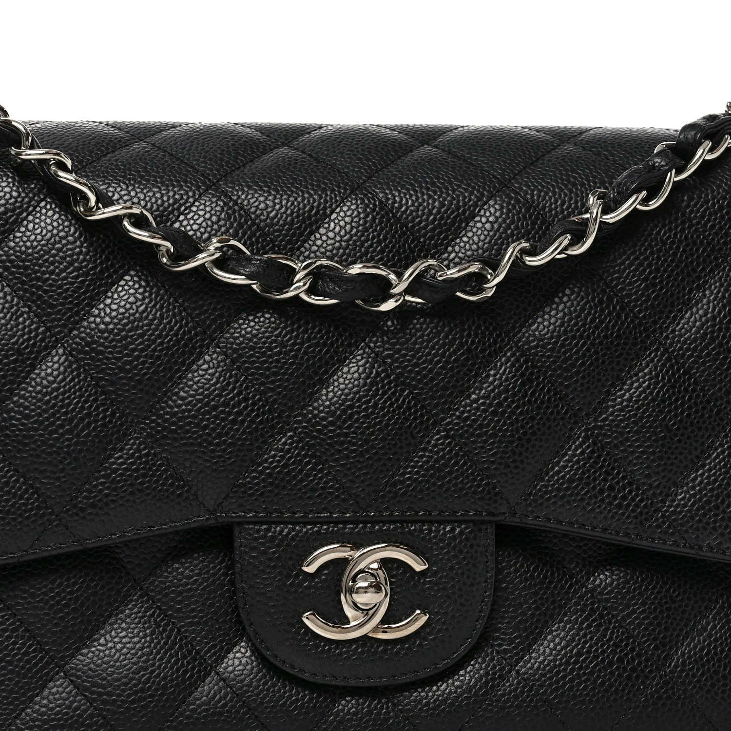 Caviar Quilted Jumbo Double Flap Black - Top Club