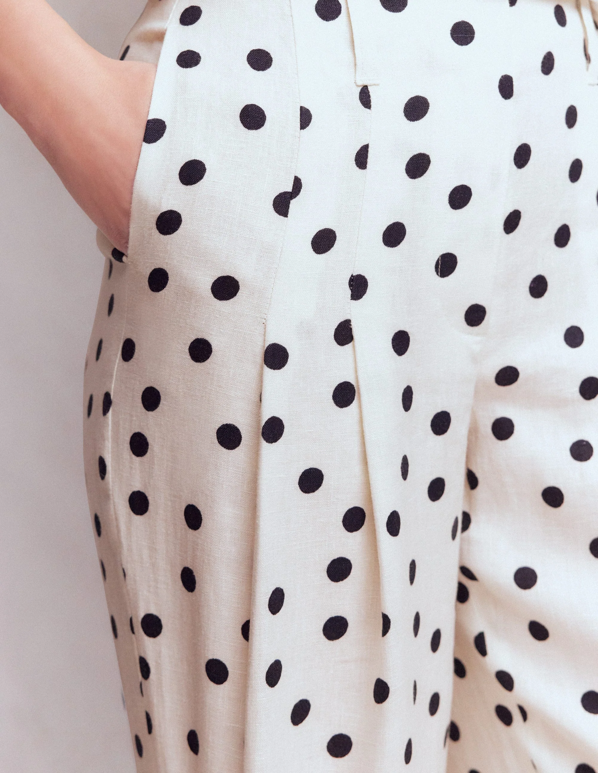 Mayfair Leinenhose-Naturweiß, Gemalte Tupfen