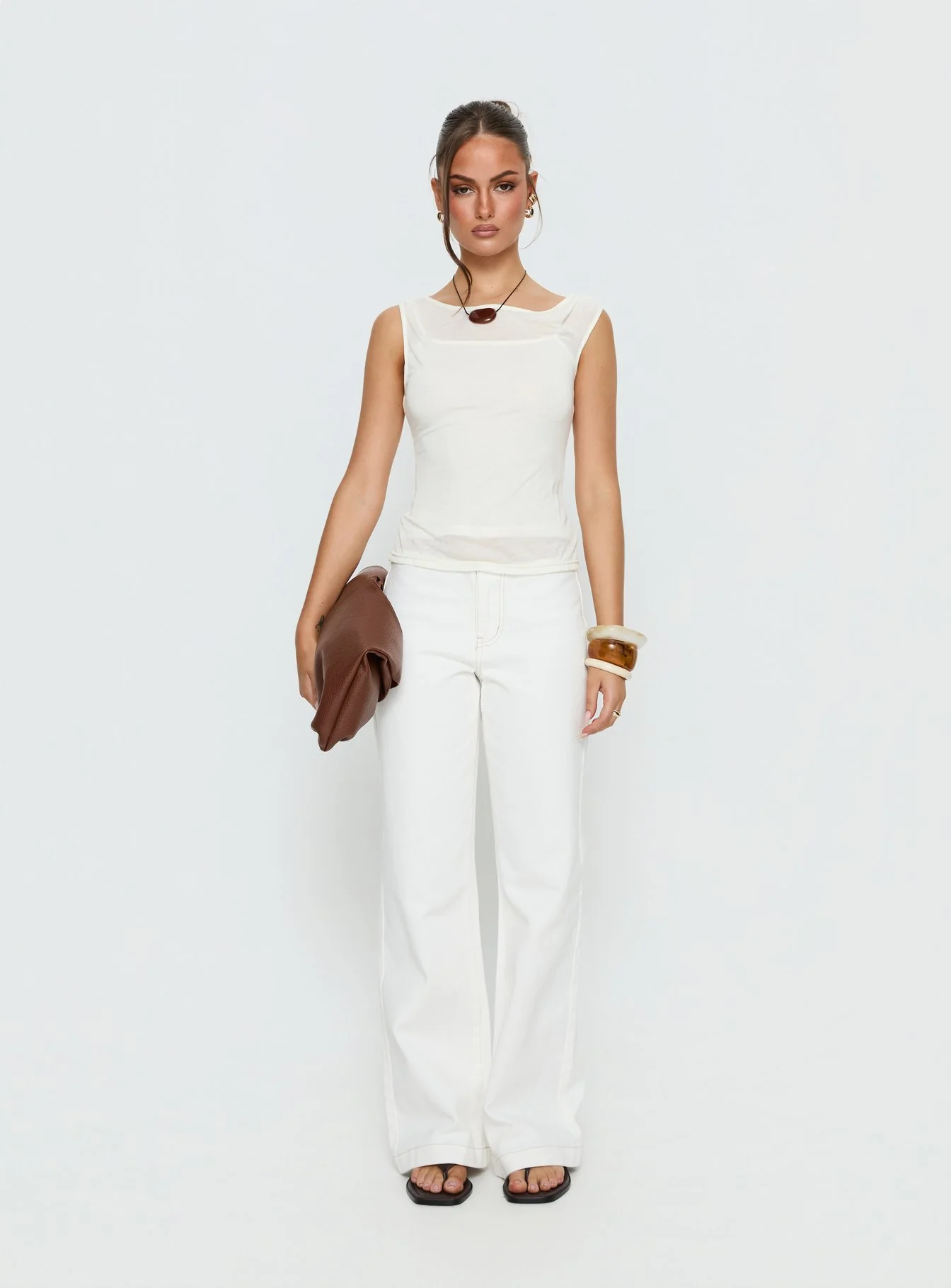 Buenos No Waist Low Rise Straight Leg Jeans White