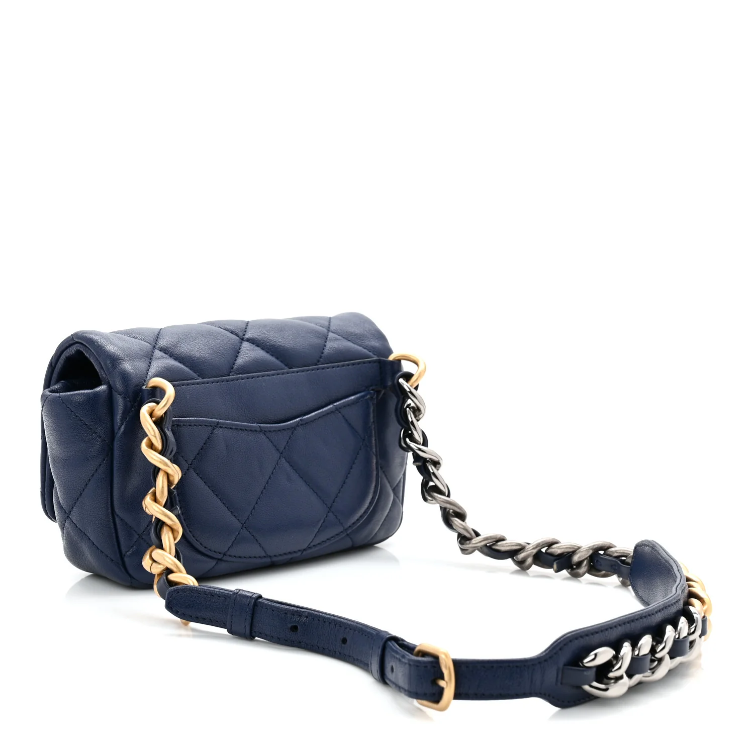 Goatskin Quilted Chanel 19 Waist Bag Dark Blue - Top Club