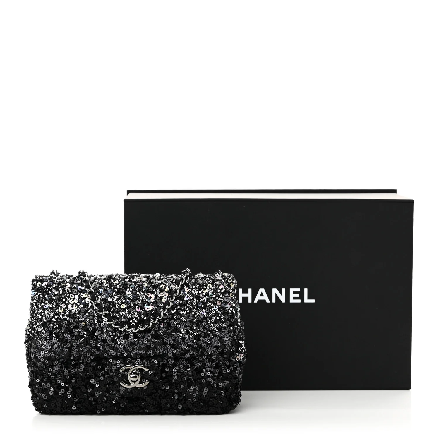 Shaded Sequins Mini Flap Black - Top Club
