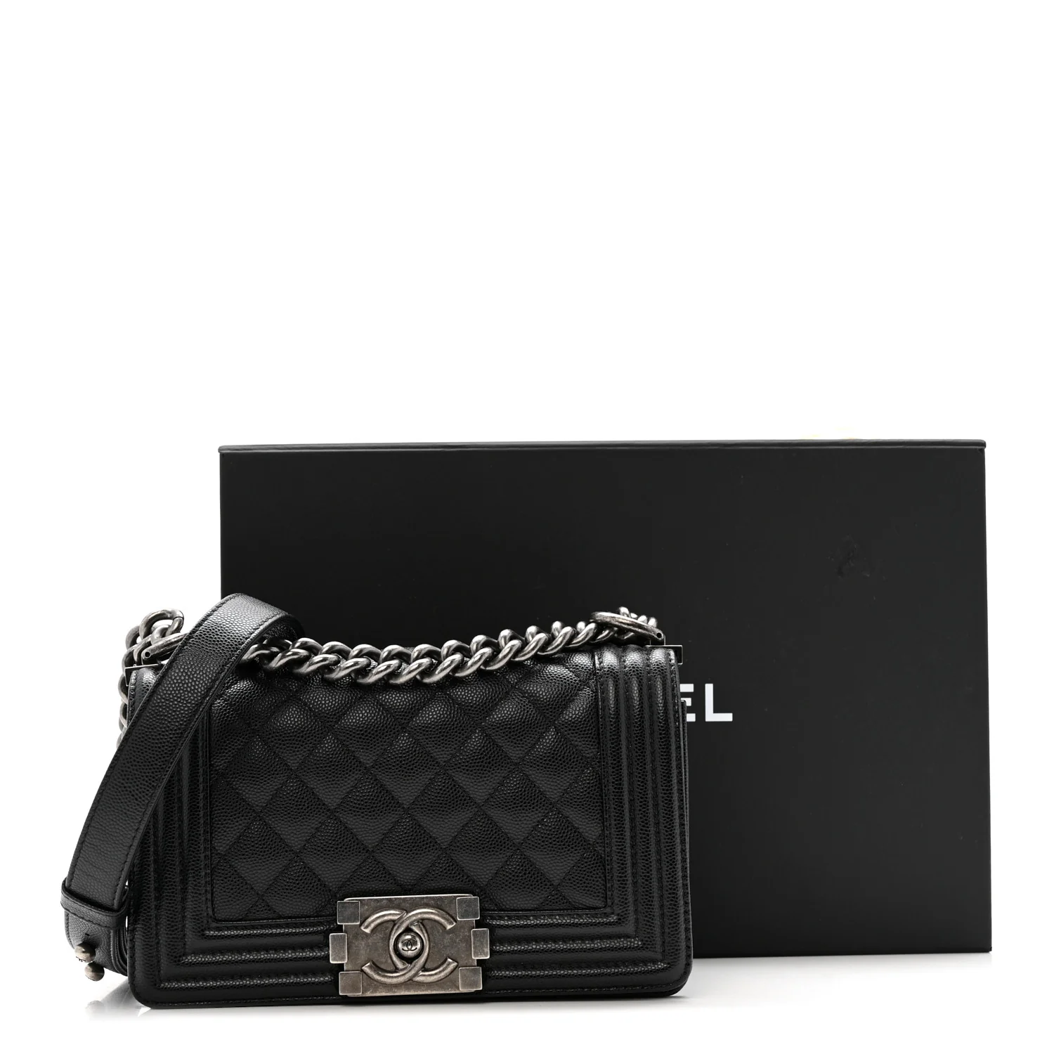 Caviar Quilted Small Boy Flap Black - Top Club