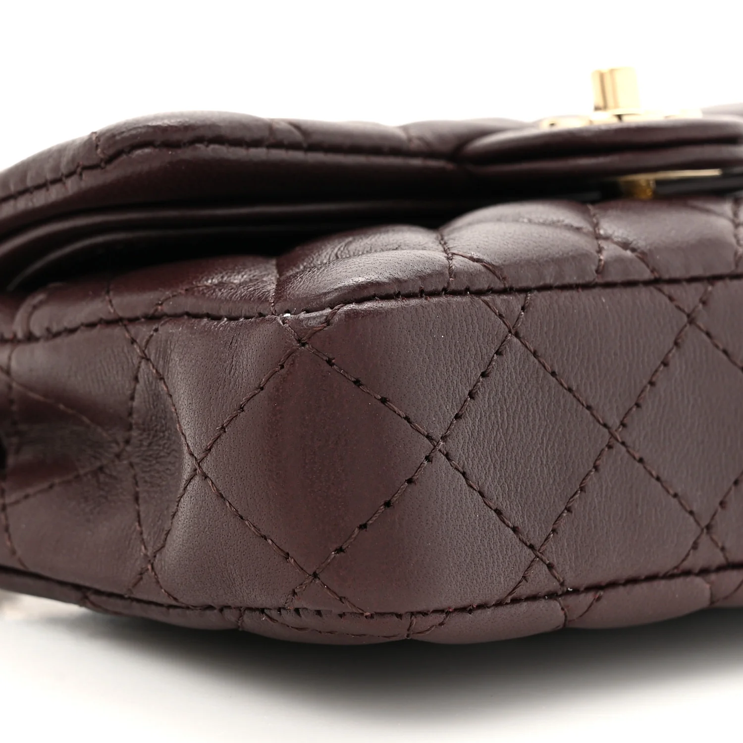 Lambskin Quilted Mini Flap Bag Charm With Hook Dark Brown - Top Club