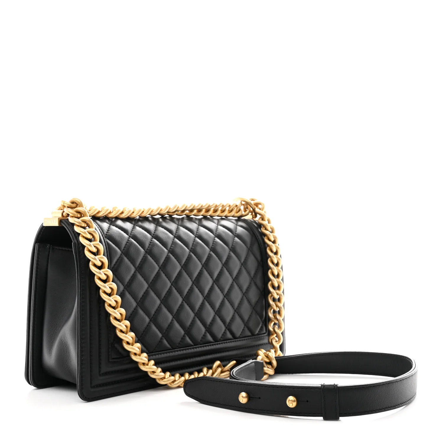 Lambskin Quilted Medium Boy Flap Black - Top Club
