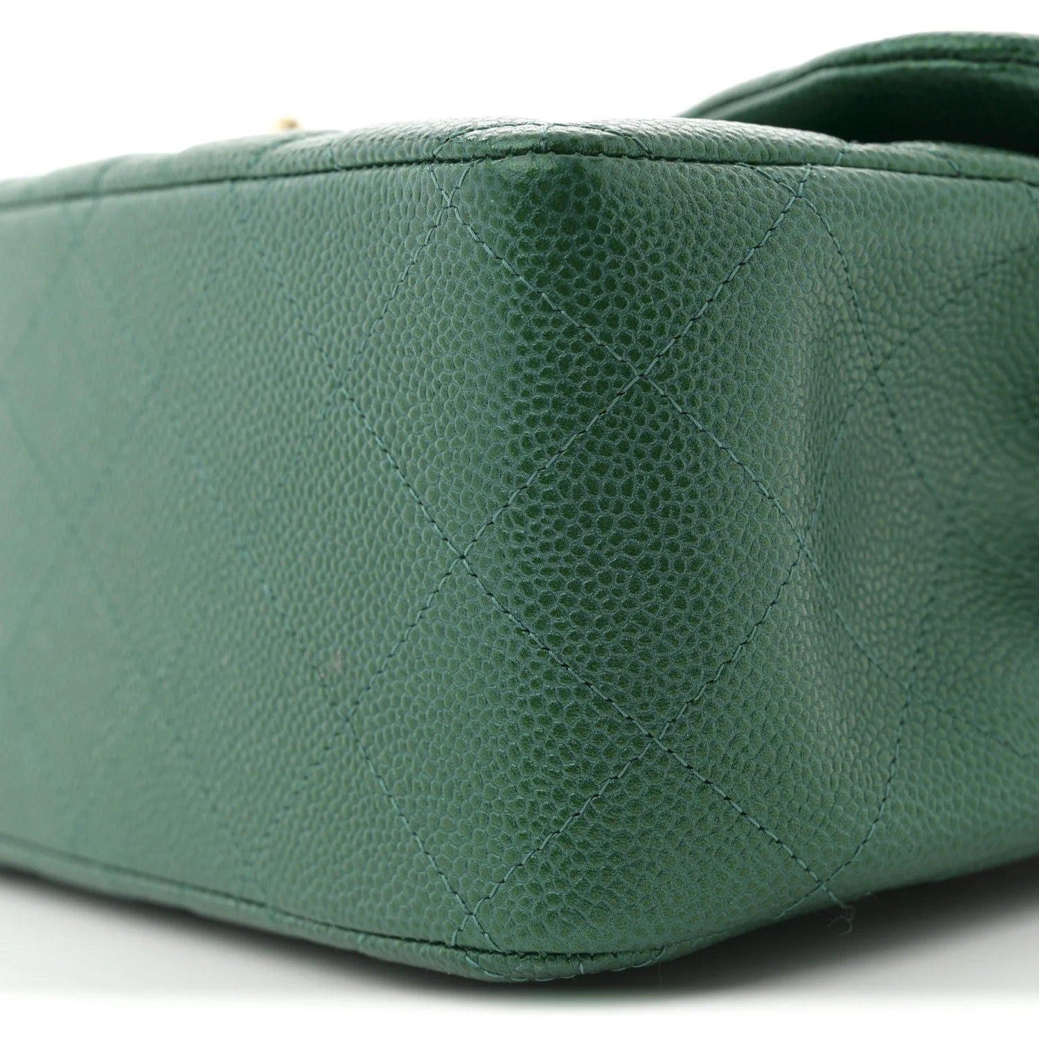 Metallic Caviar Quilted Jumbo Double Flap Green - Top Club