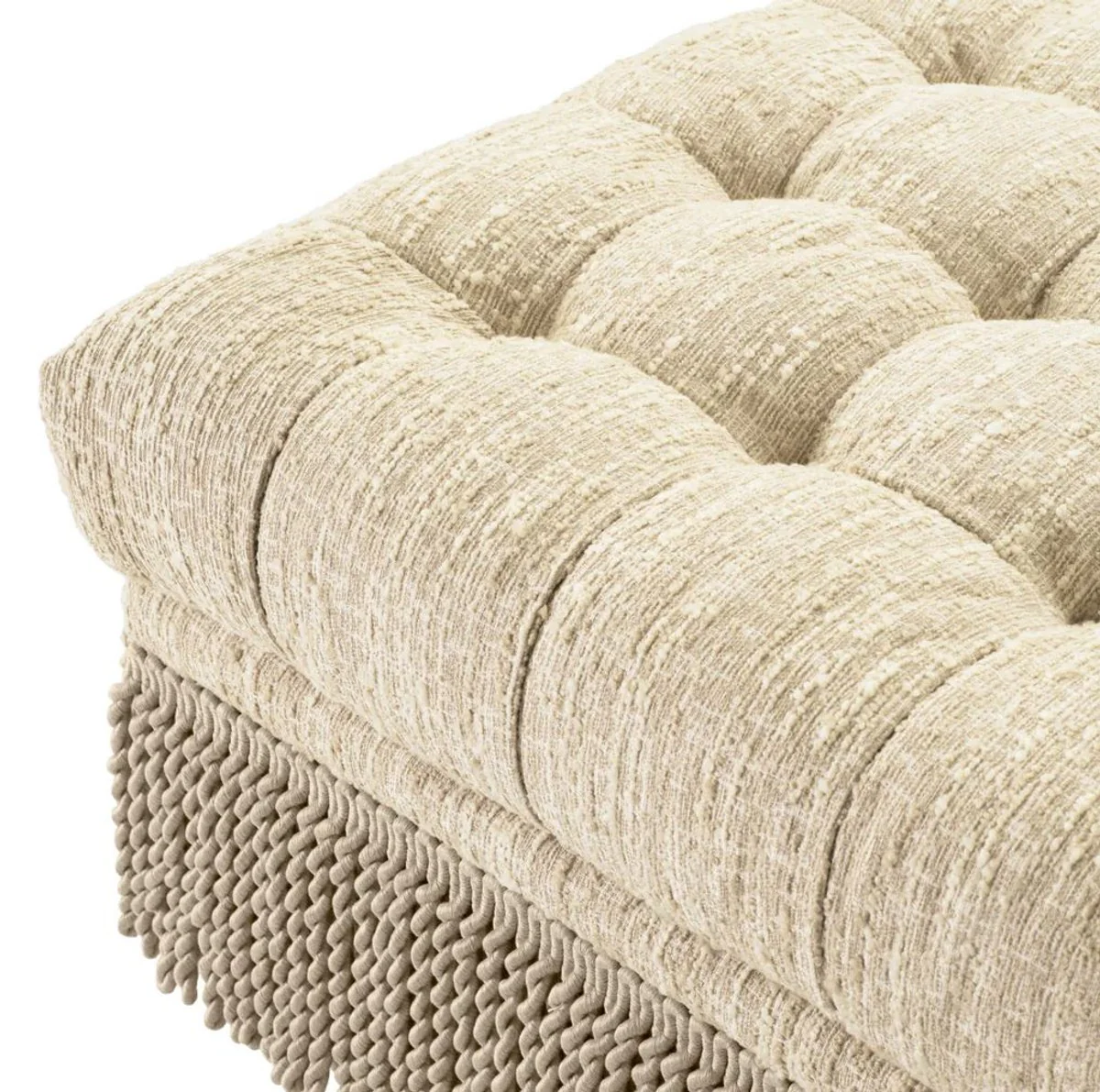 Luxury Chesterfield stool cream 125 x 125 x H. 47 cm - Square footstool