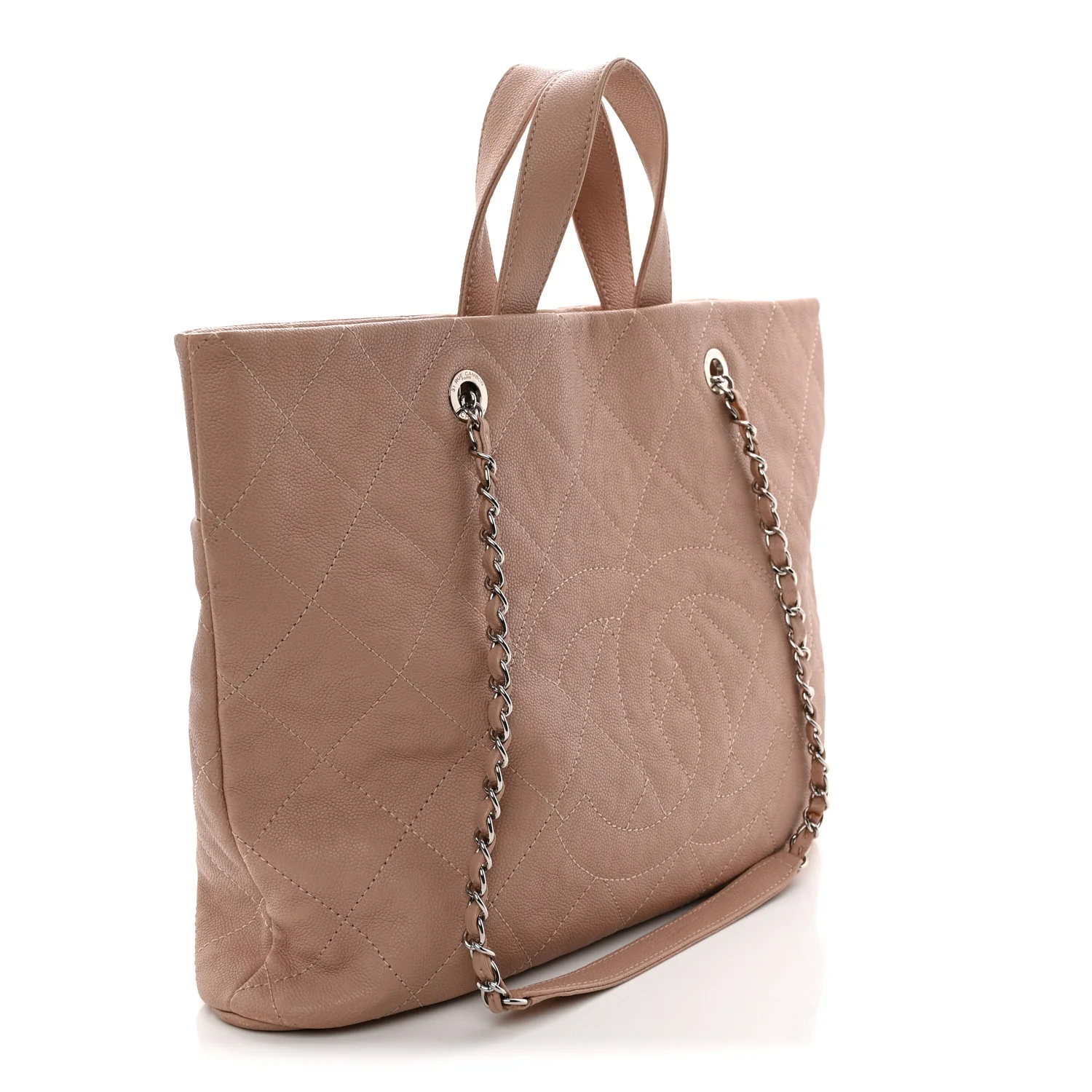 Caviar Quilted Shopping Tote Pink - Top Club