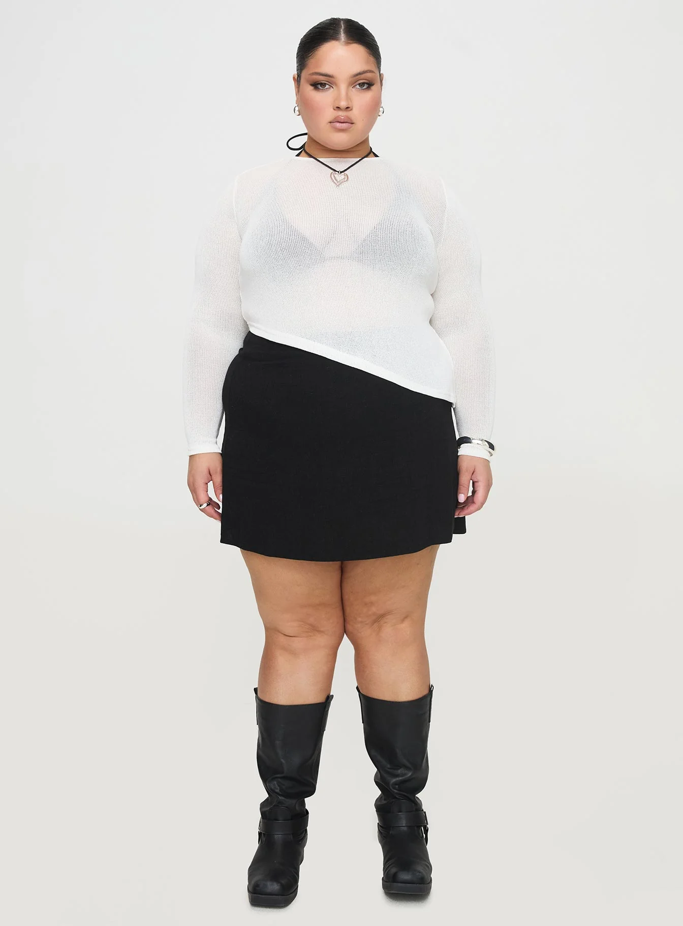 Pratt Long Sleeve Top White Curve