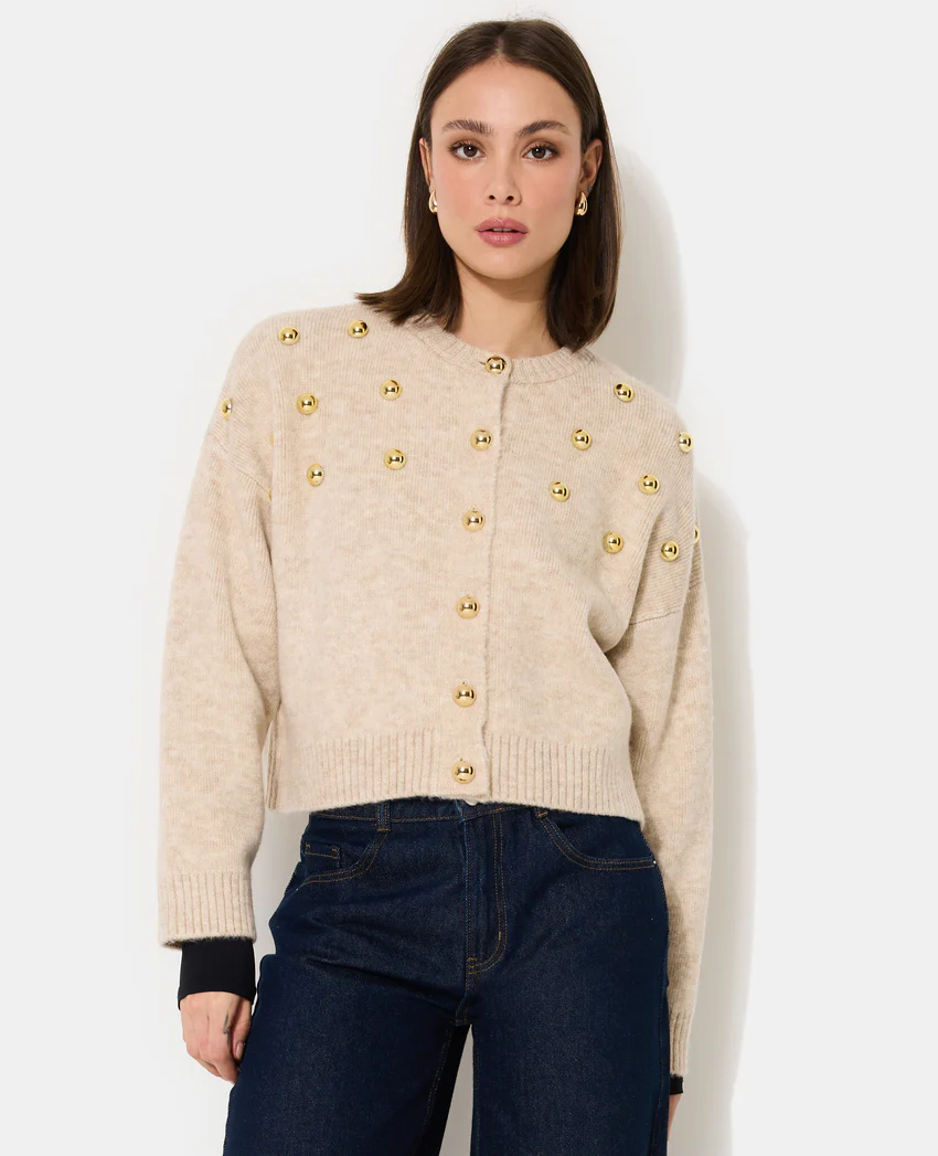 Pimkie Gilet col rond avec bouton et déco boules métal