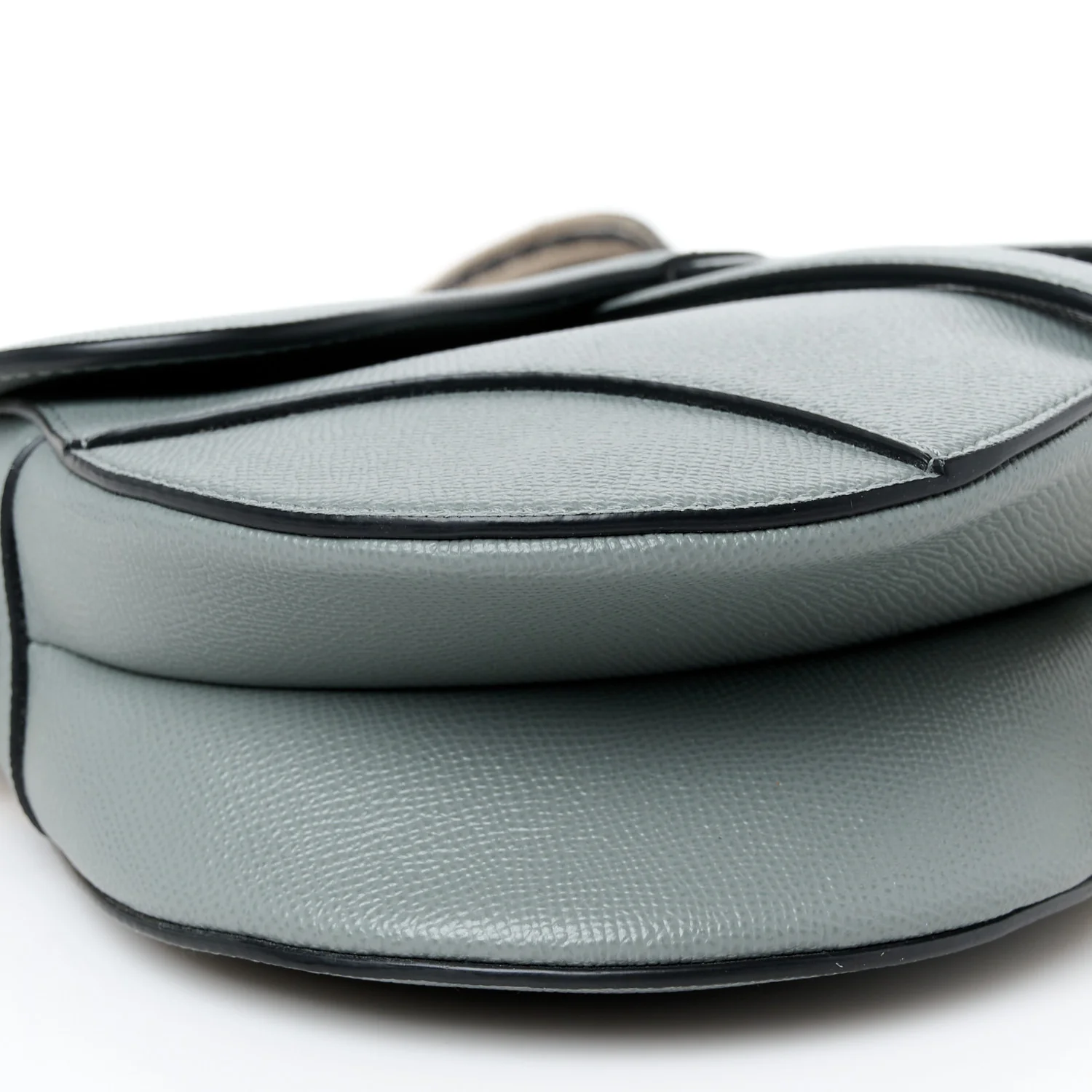 Grained Calfskin Saddle Bag With Strap Stone Grey - Top Club
