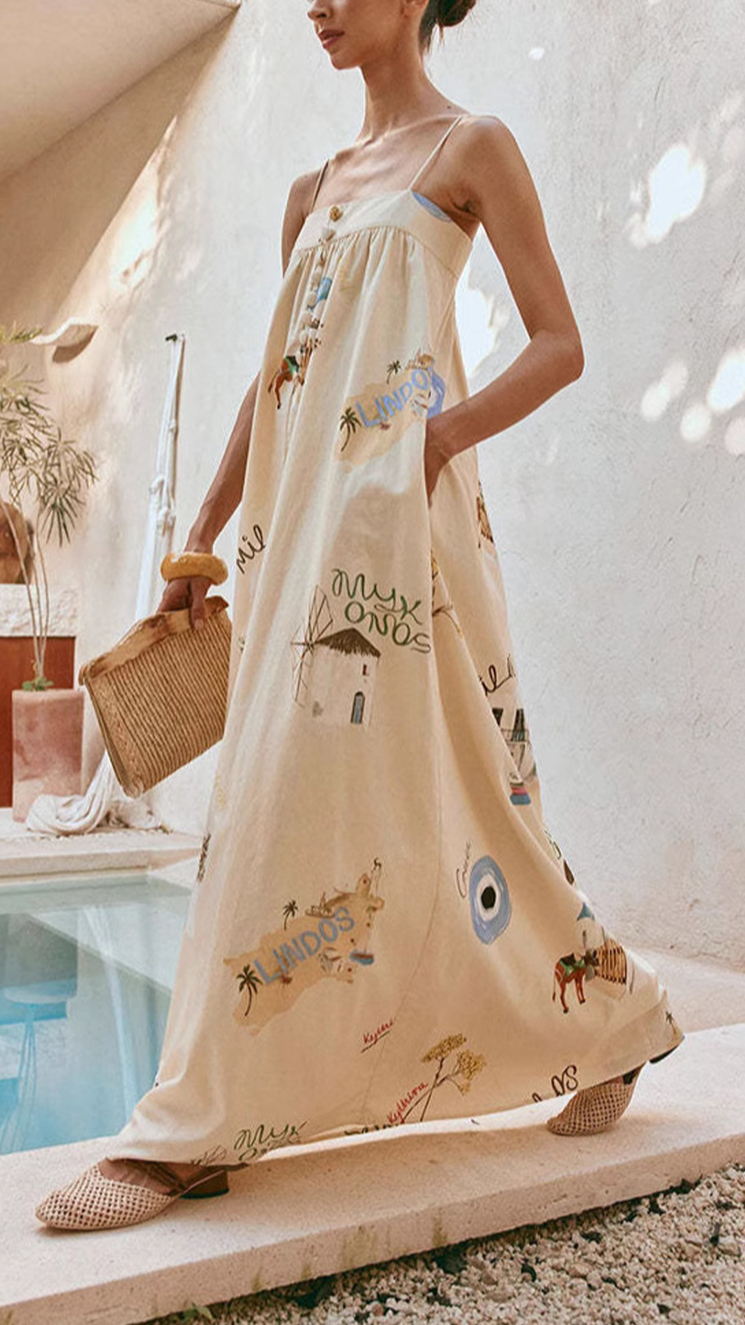 Women's Art Printed Thin‑Strap Loose Maxi Dress - Nordfashionstorm - Women's Clothing, Fashion for You - Nordfashionstorm.com