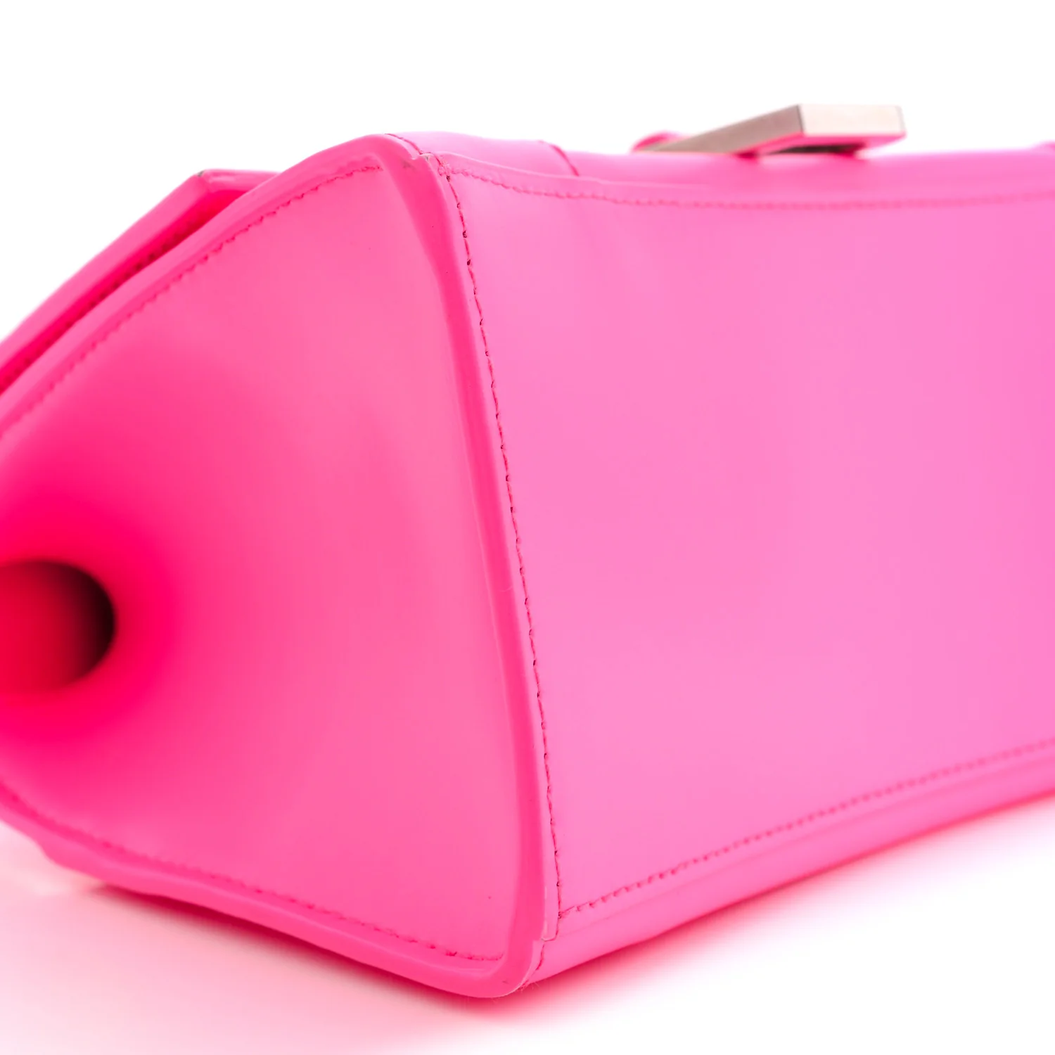 Shiny Box Calfskin Small Hourglass Top Handle Bag Acid Fuchsia - Top Club