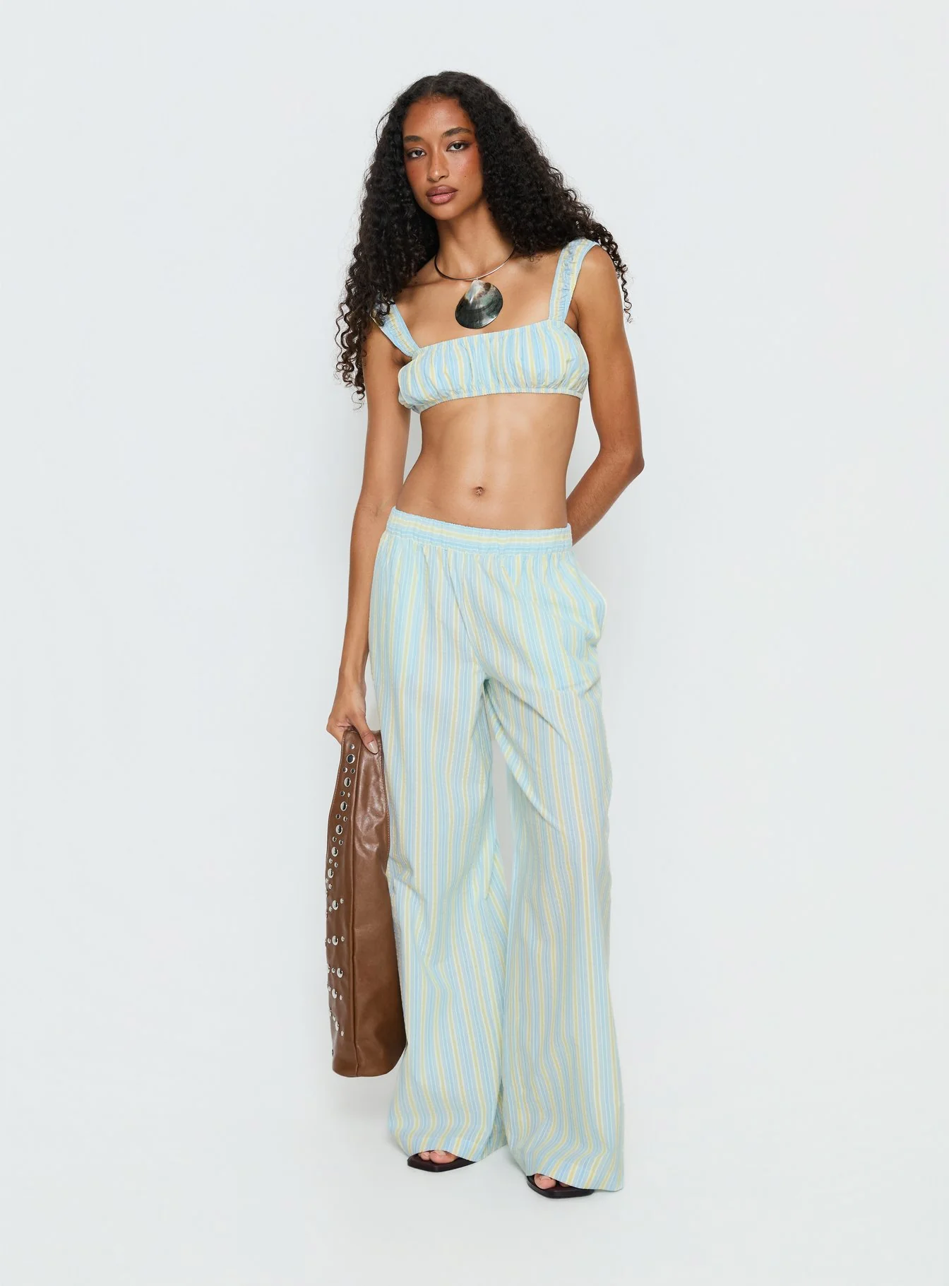 Talyssa Elasticated Waist Pants Blue Stripe