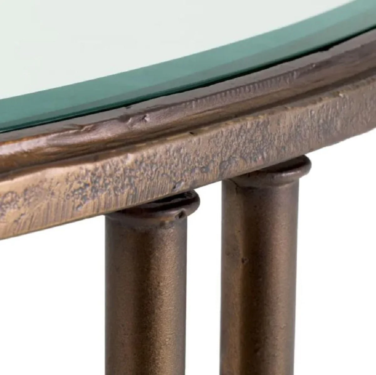 Luxury baroque side table with bronze glass top Ø 62 x H. 64 cm