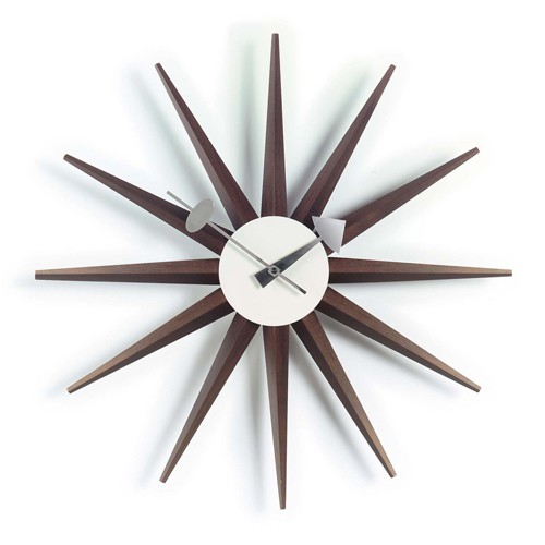 Klok Sunburst Wood groot