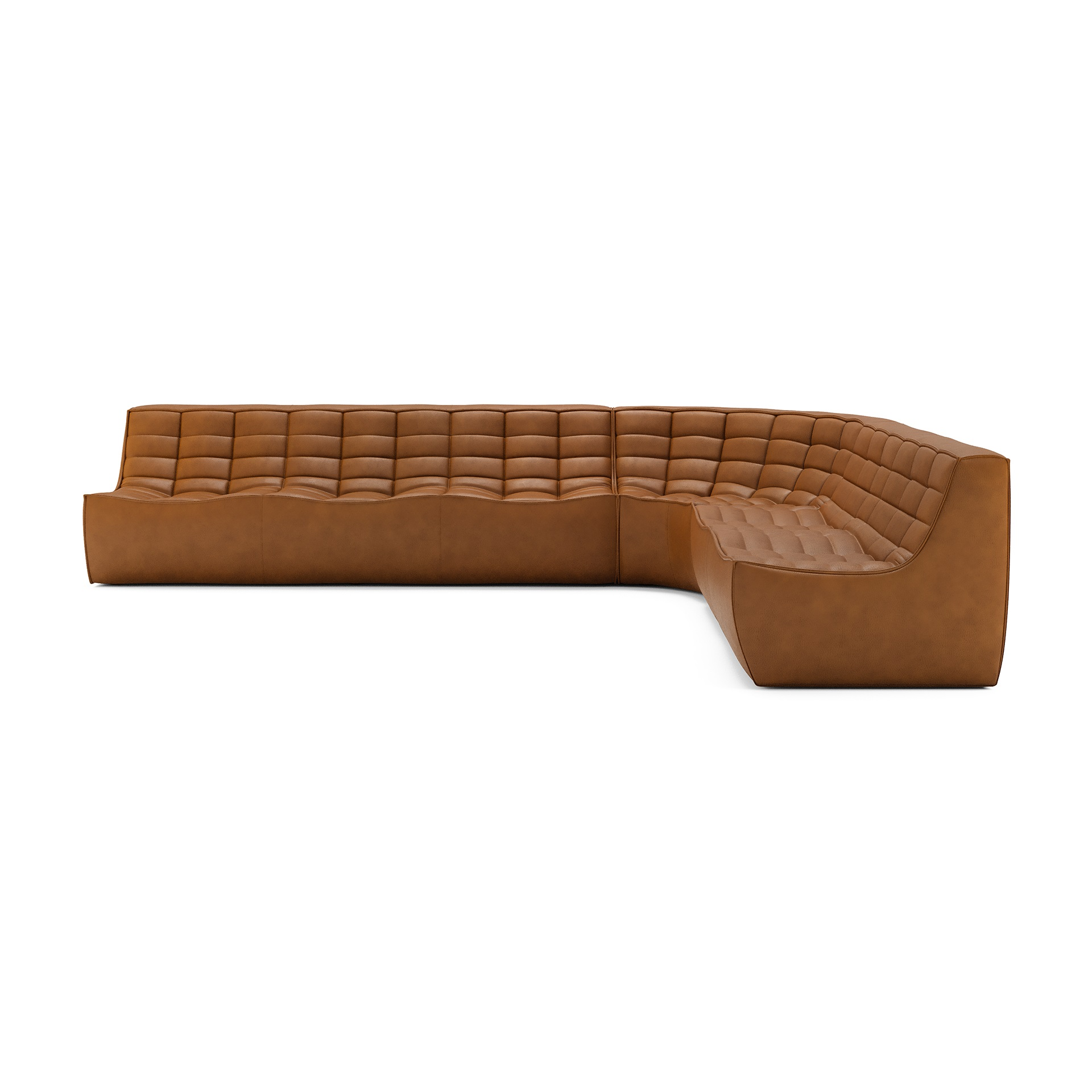 Modulaire bank N701 old saddle 2+3 seat, 90° ronde hoek