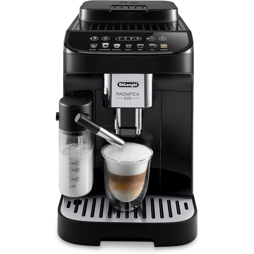De'Longhi Magnifica Evo ECAM 292.81.B Fully automatic coffee machine with LatteCrema milk system, 7 direct selection buttons for cappuccino, espresso and other coffee specialties, 2-cup function