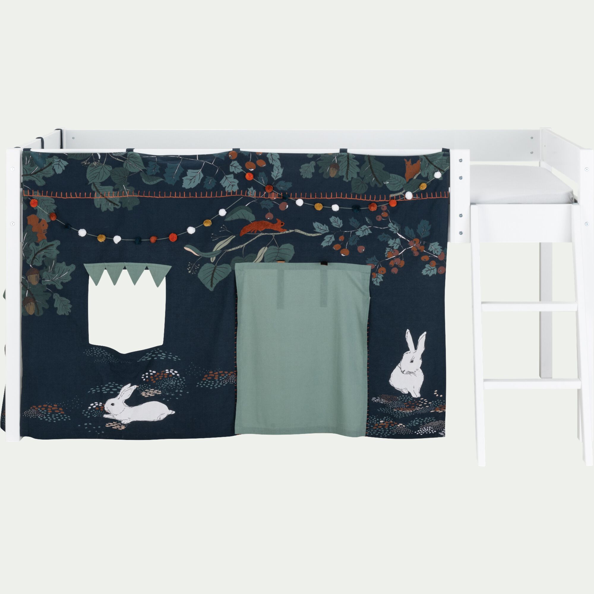 MAS - Tente de lit enfant à motifs sous-bois - bleu