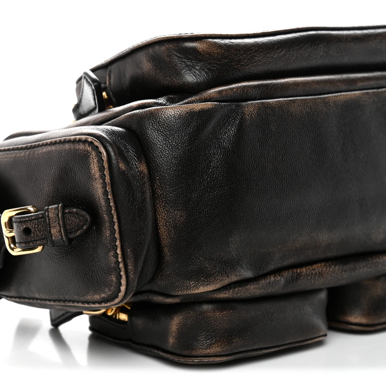 Distressed Nappa Pocket Bag Sand Coffee - Top Club