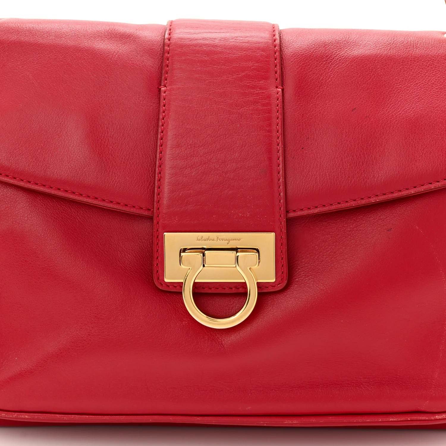 Calfskin Gancini Chain Shoulder Bag Red - Top Club
