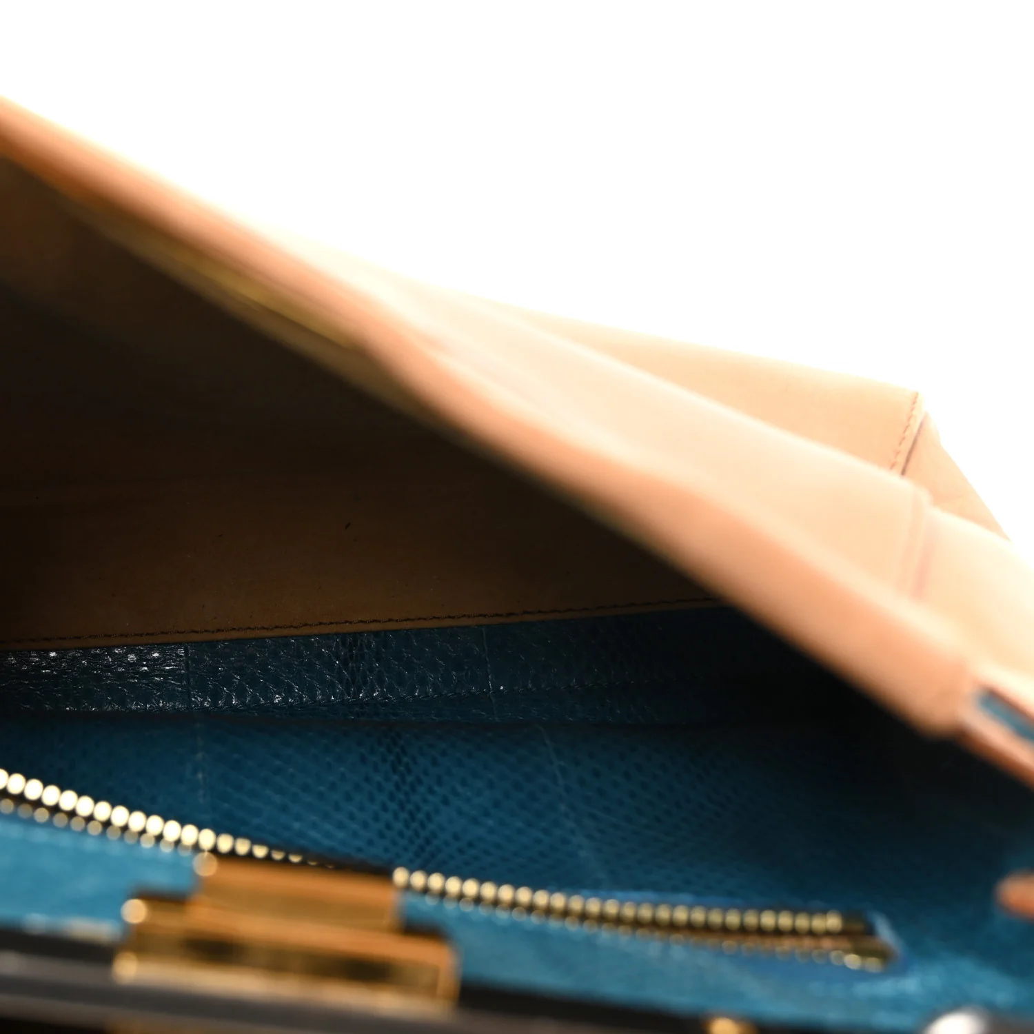 Vitello Seta Shiny Nappa Elaphe Medium Peekaboo Iconic Satchel Latte Blue - Top Club