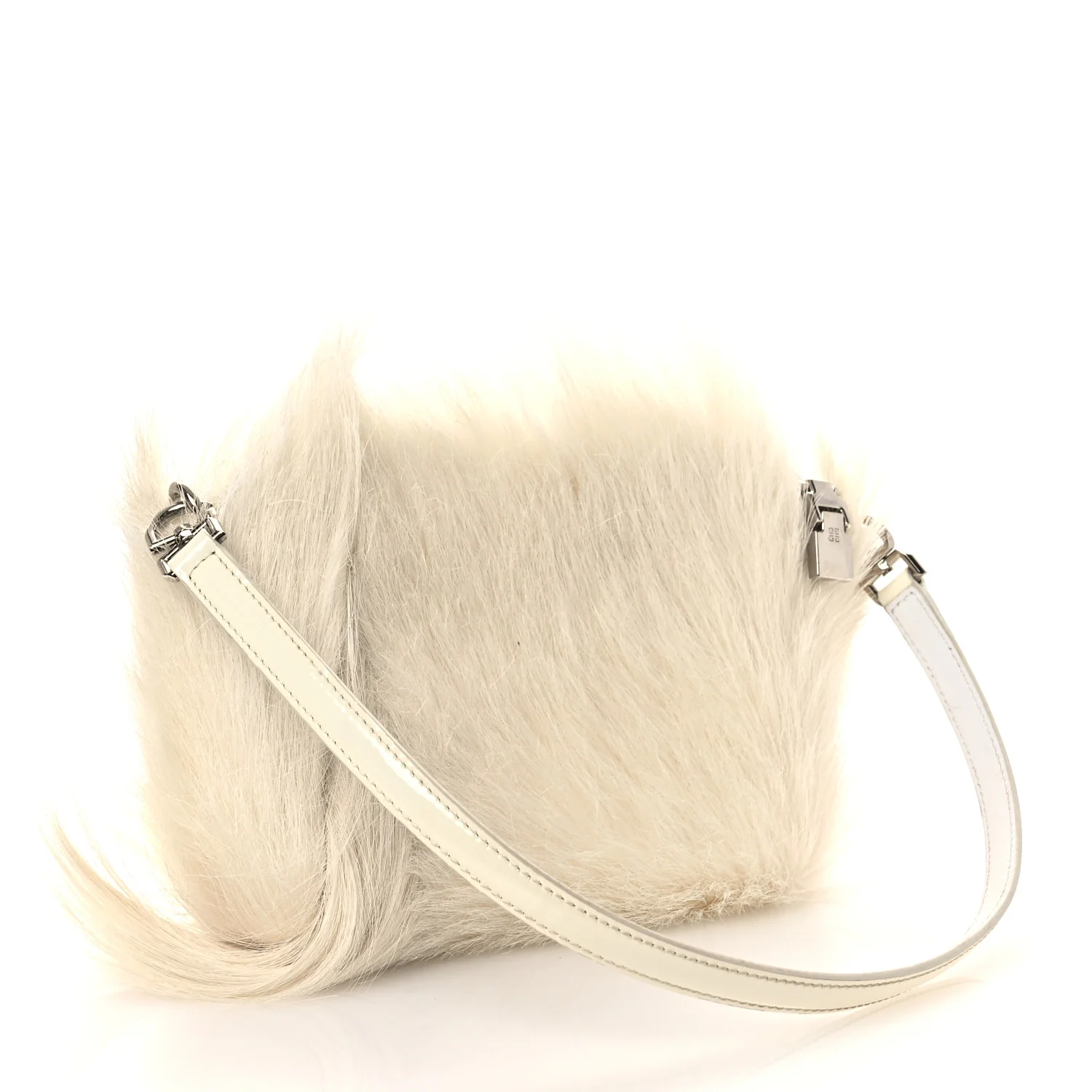 Faux Fur XS Lock Antigona Shoulder Bag White - Top Club