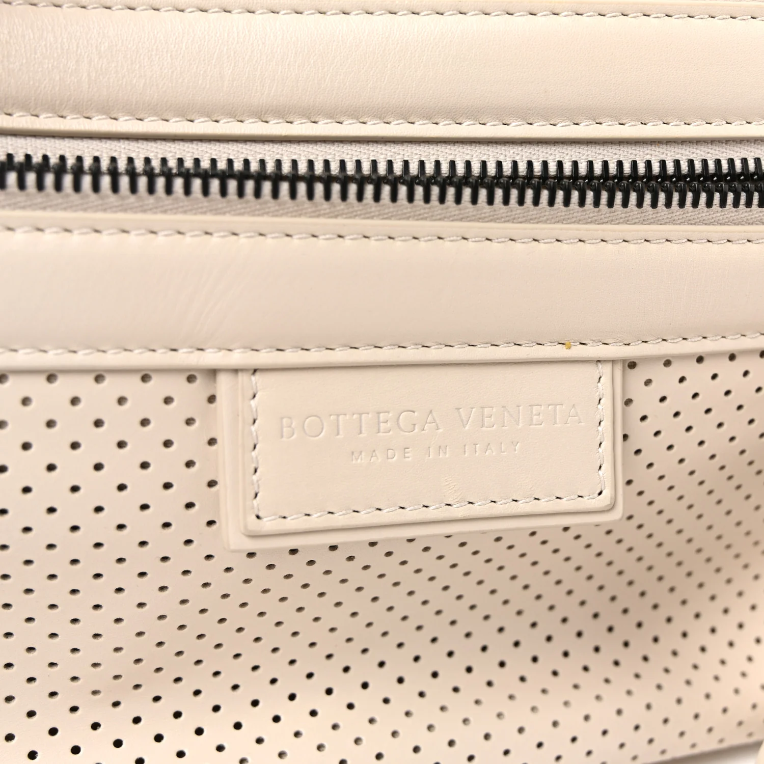 Perforated Calfskin Leggero Intrecciato Belt Bag Mist Plaster - Top Club