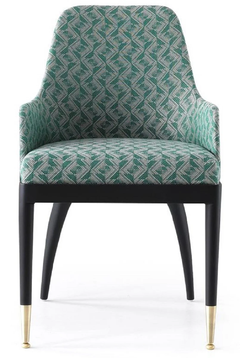 Luxury Dining Room Set Green Pattern / Black / Brass - 1 Luxury Dining Table & 8 Luxury Dining Chairs - Dining Room Furniture - Luxury Furniture - Luxury Collection