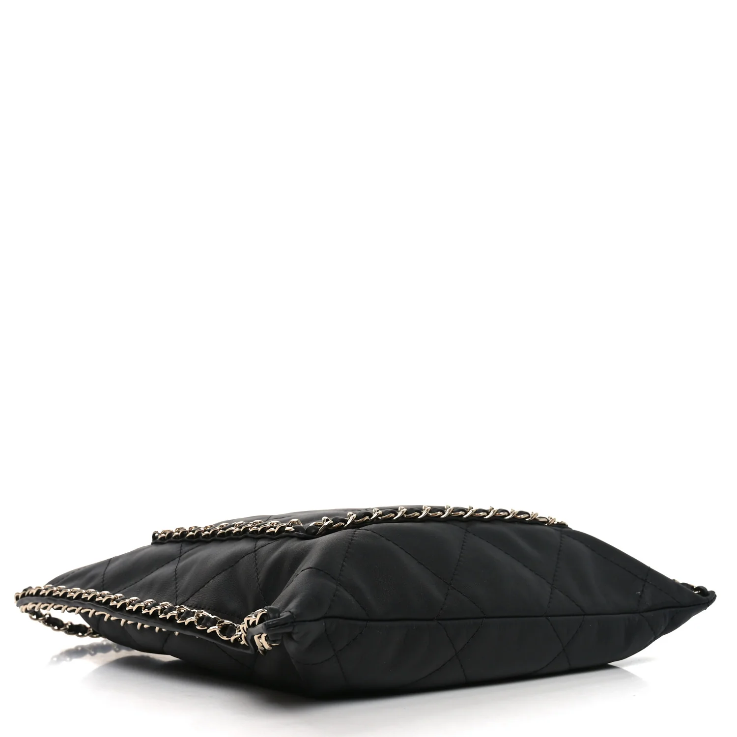 Calfskin Quilted Chain Flat Tote Black - Top Club