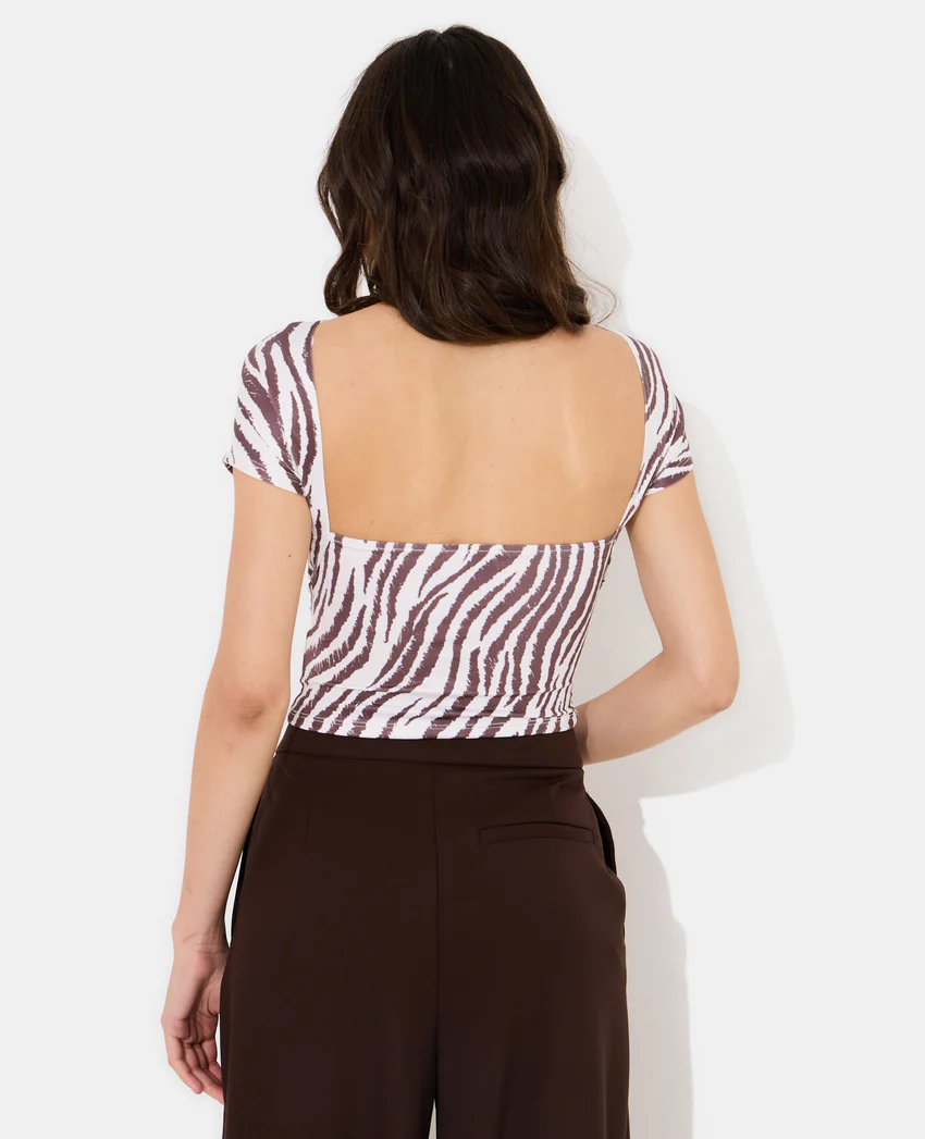 Pimkie Top court dos ouvert motif zèbre