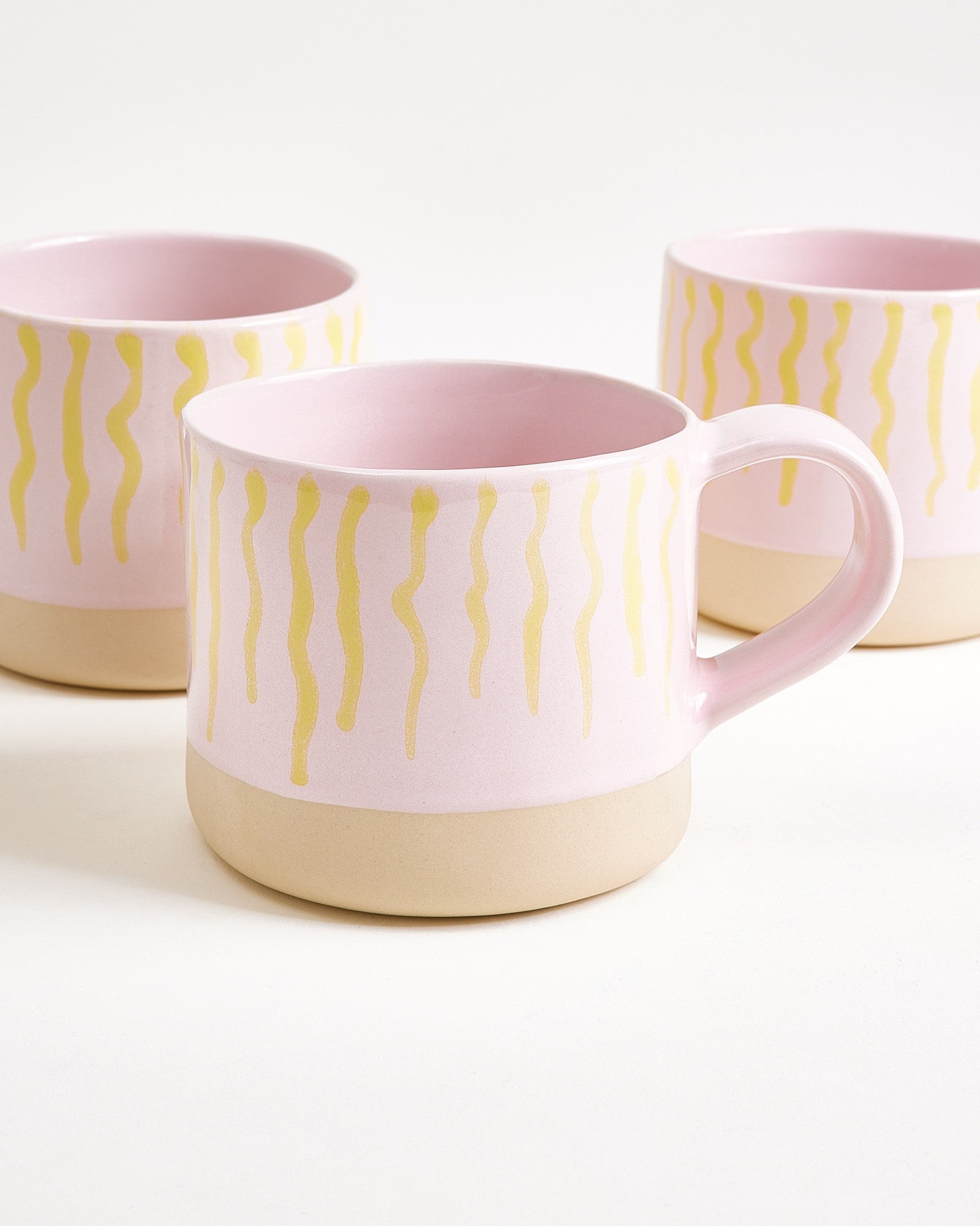 Nódoa Tasse groß gestreift rosa gelb 4er-Set