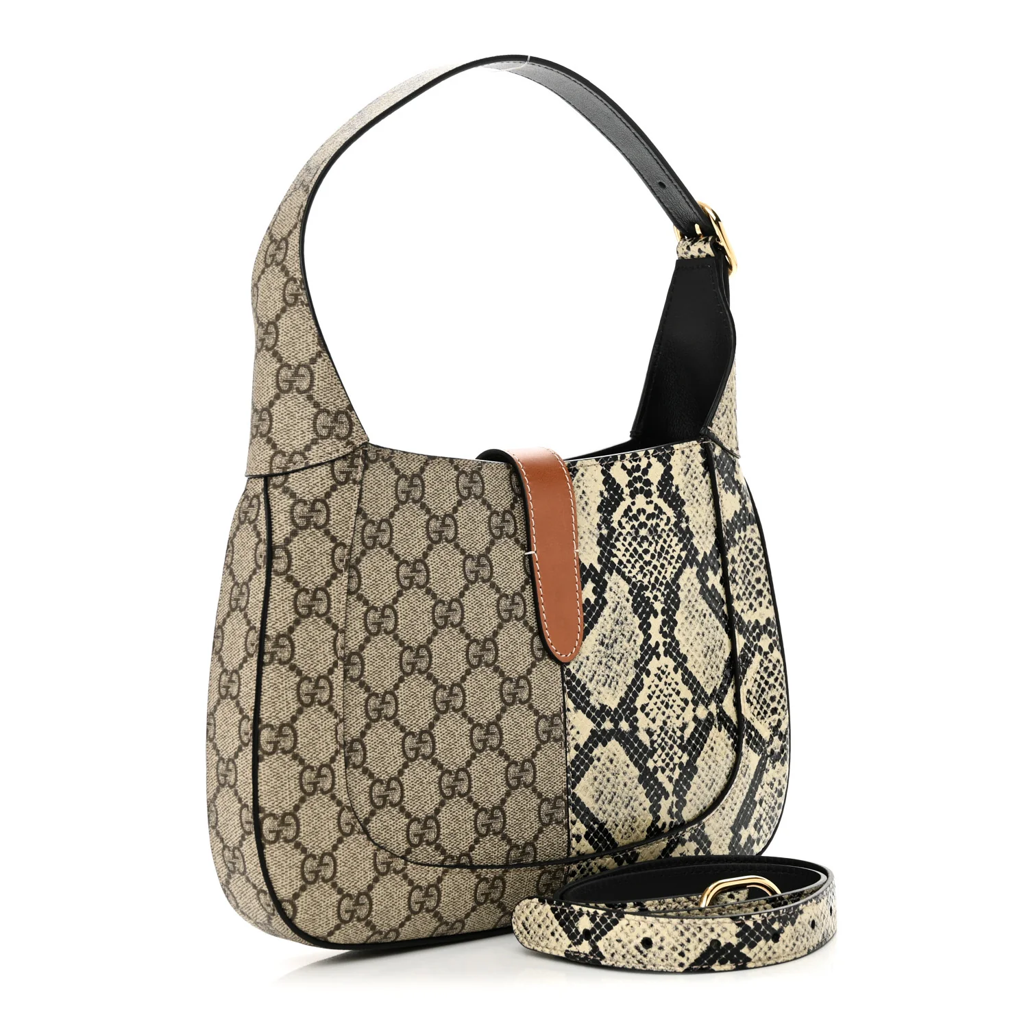 GG Supreme Monogram Snakeskin Small Jackie 1961 Hobo Beige Ebony - Top Club