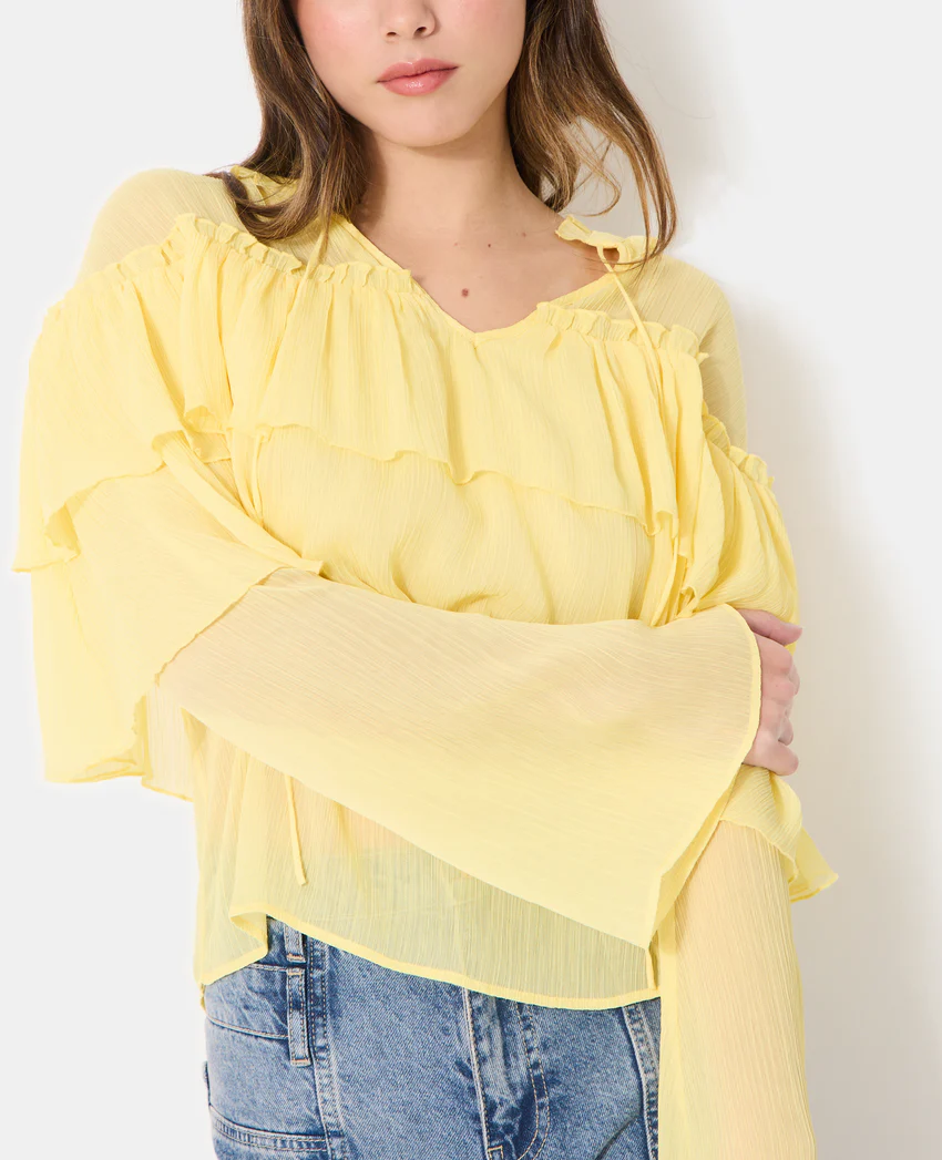 Pimkie Blouse en voile avec volants et manches flare