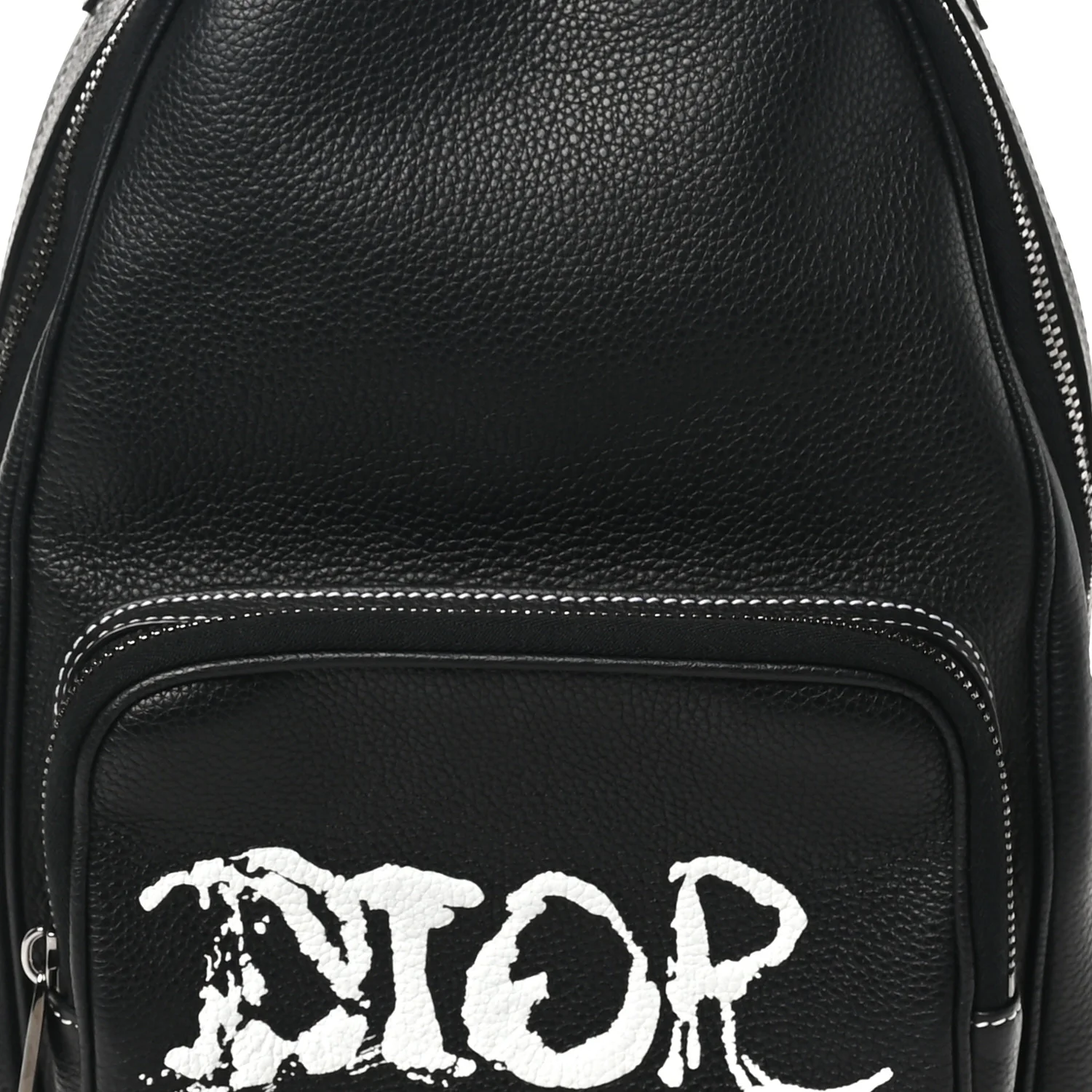 X PETER DOIG Grained Calfskin Slingbag Backpack Black - Top Club